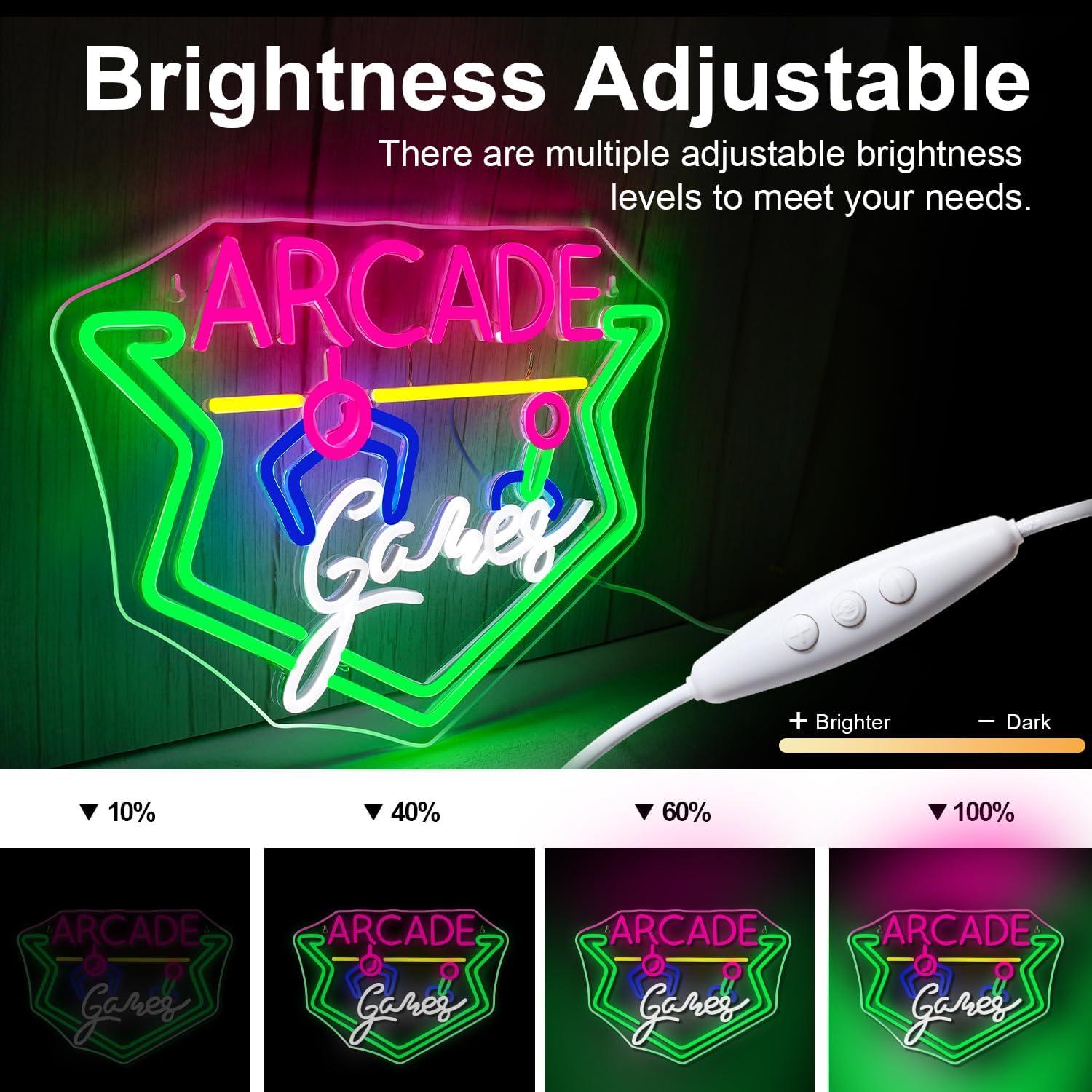 Letrero Neón LED NEONLOVE Juegos de Arcade 43.4x31.5cm