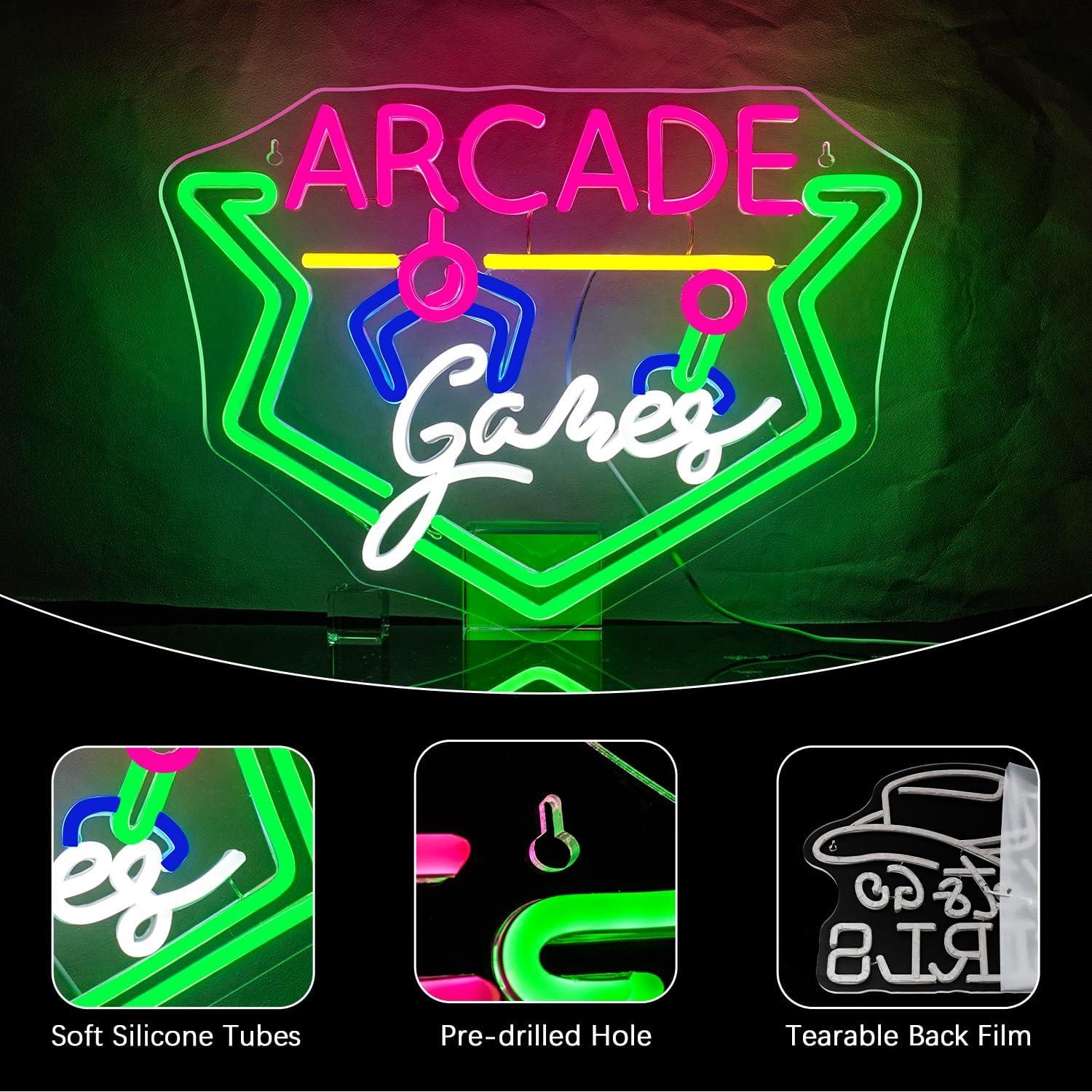 Letrero Neón LED NEONLOVE Juegos de Arcade 43.4x31.5cm