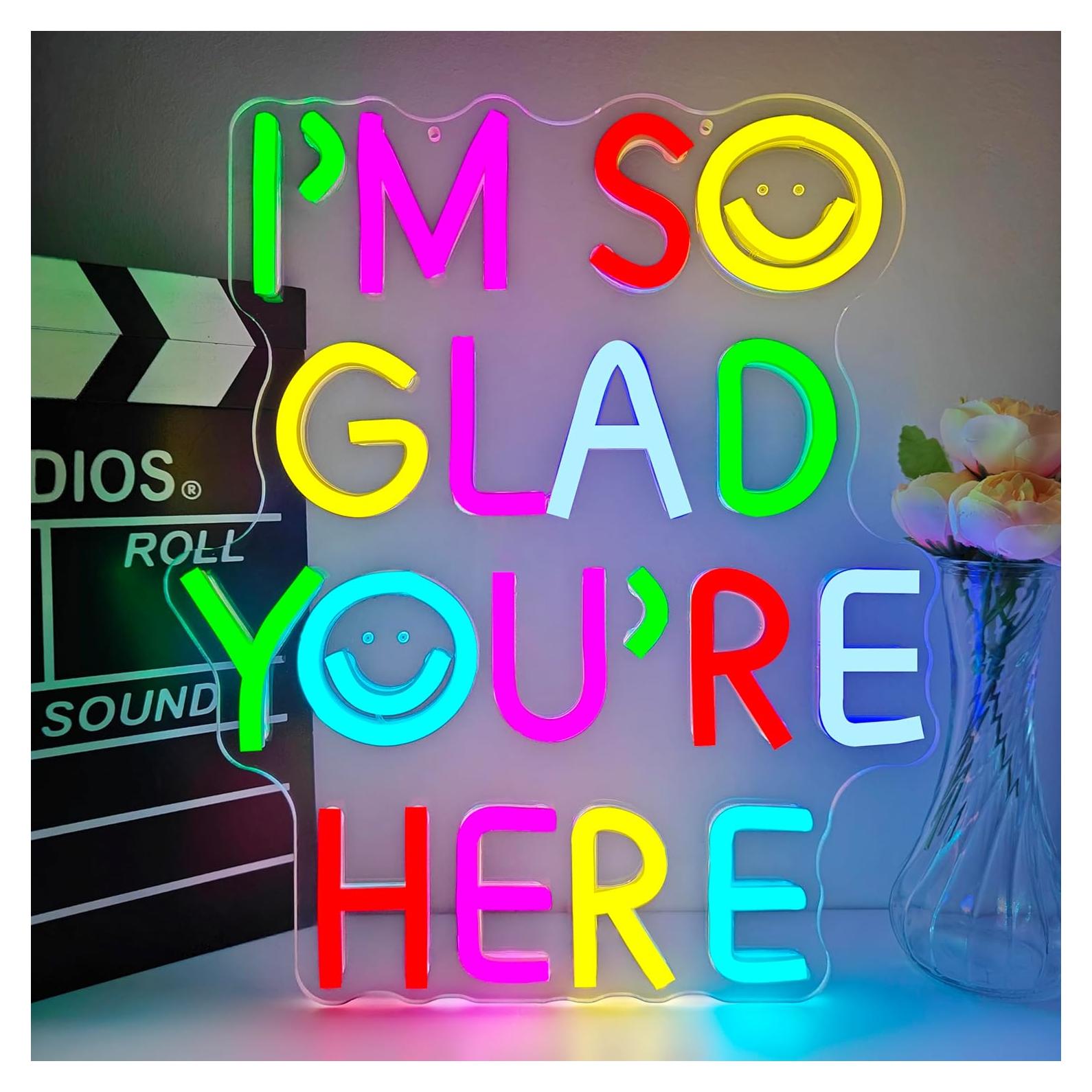 Letrero de Neón LED Regulable Dpaint 'Estoy Tan Feliz' 30x10 cm