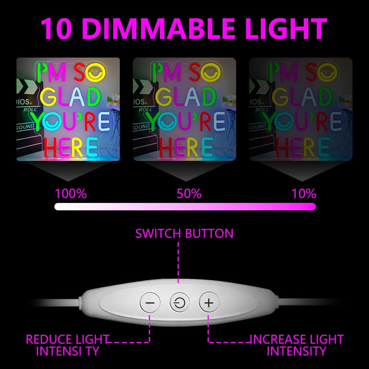 Letrero de Neón LED Regulable Dpaint 'Estoy Tan Feliz' 30x10 cm