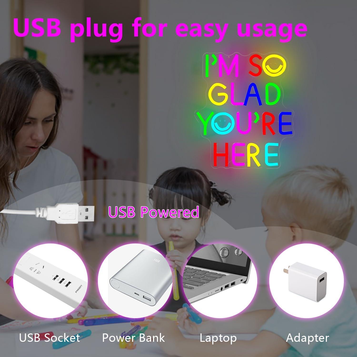 Letrero de Neón LED Regulable Dpaint 'Estoy Tan Feliz' 30x10 cm