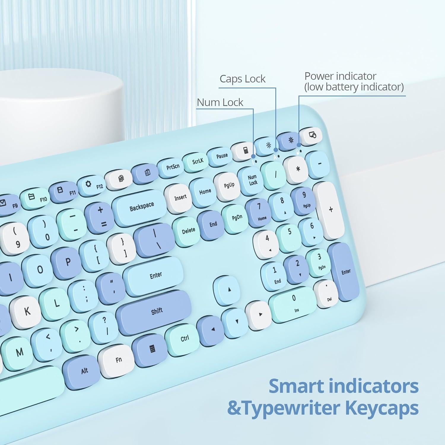 Combo Teclado y Ratón Inalámbrico Retro SbocKeeb Azul 110 Teclas