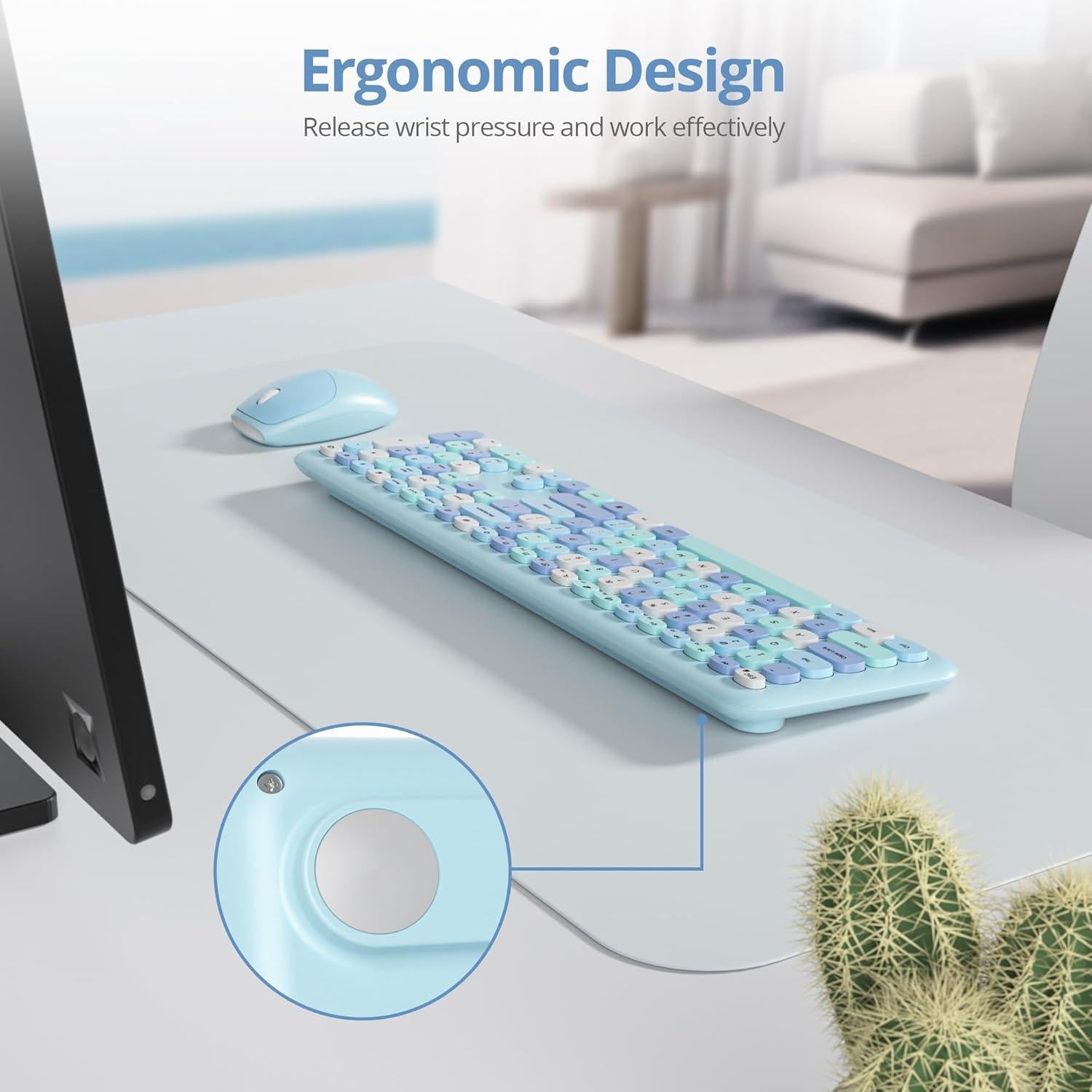 Combo Teclado y Ratón Inalámbrico Retro SbocKeeb Azul 110 Teclas