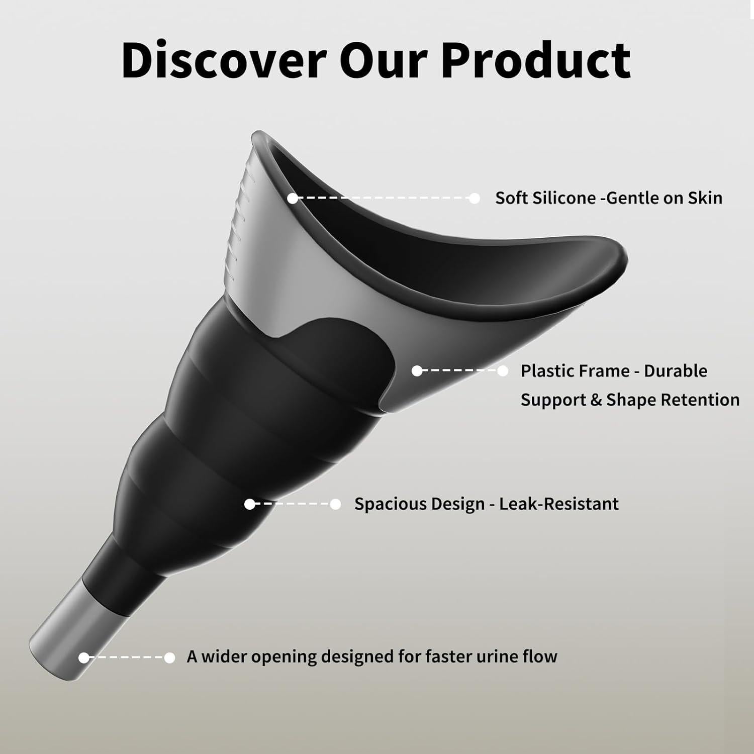 Orinal Femenino Portátil PFP - Silicona Reutilizable Negro