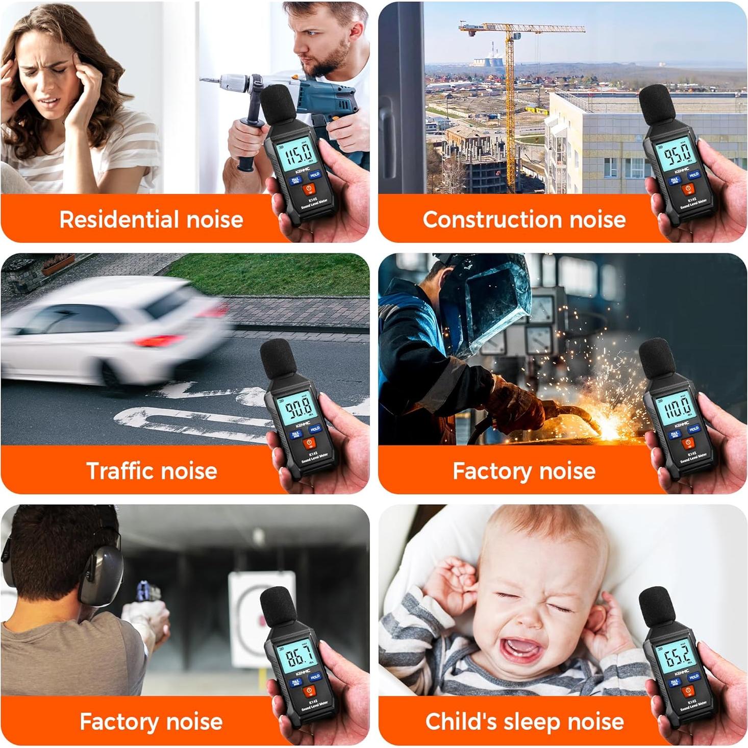 Medidor de Decibelios Digital KENMIC K142 - Rango 35-130 dB