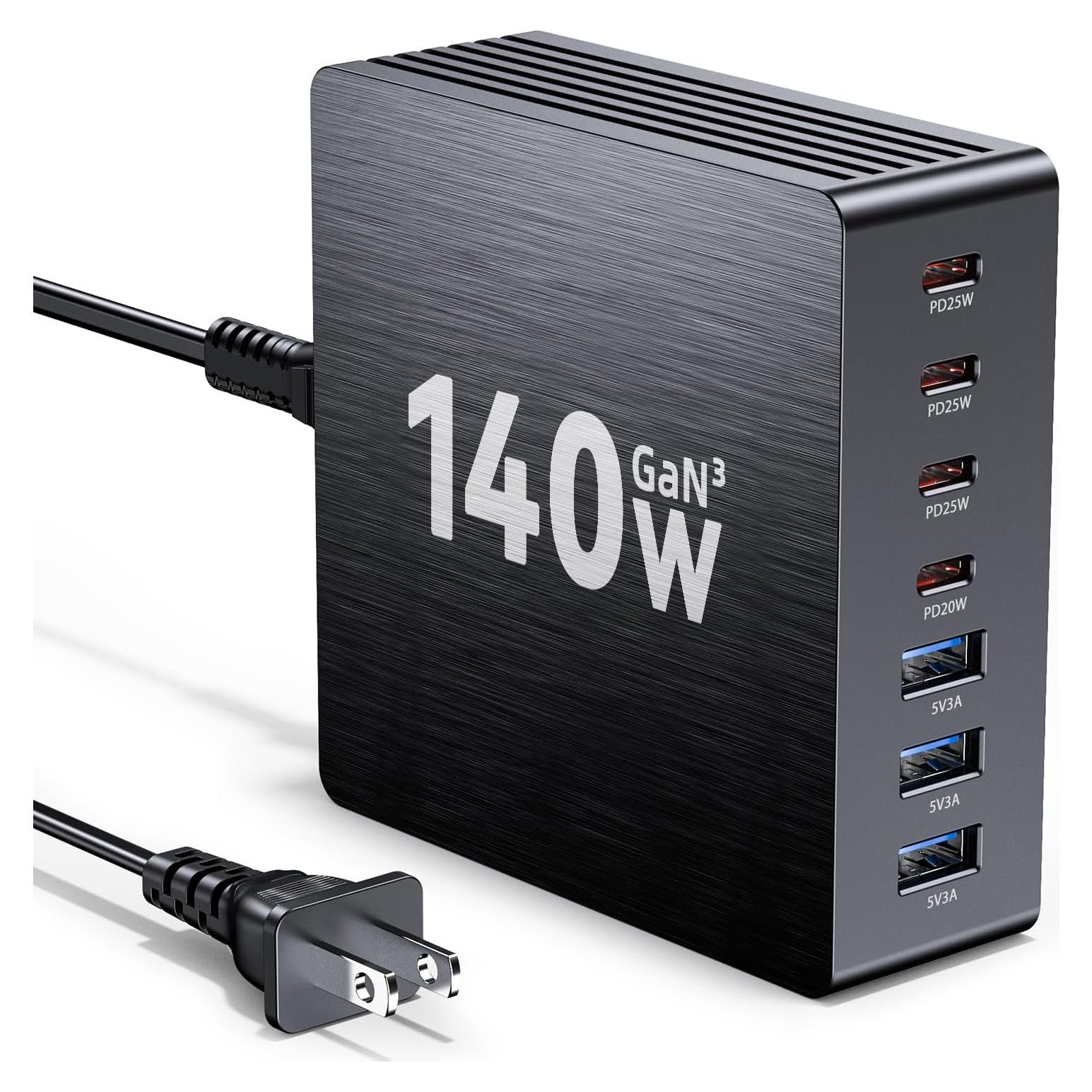 Estación de Carga USB C 140W GaN III 7 Puertos - Cargador Rápido