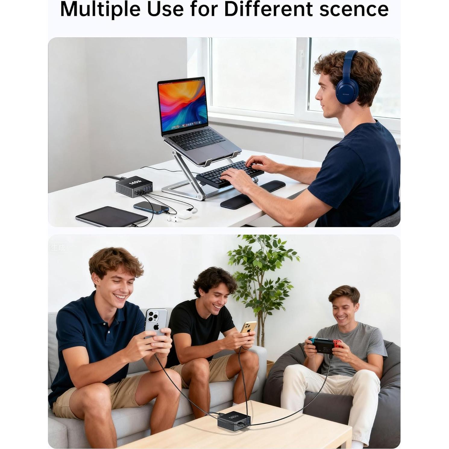 Estación de Carga USB C 140W GaN III 7 Puertos - Cargador Rápido