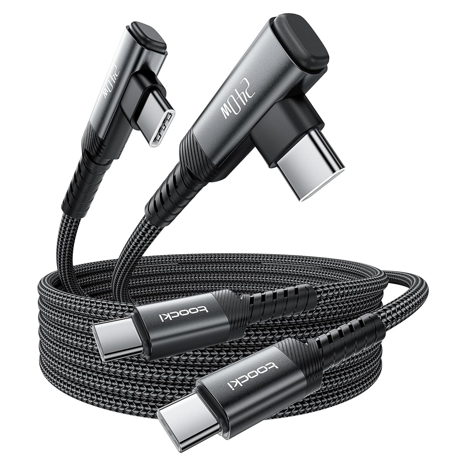 Cable USB C 240W Rápido Toocki 1m Trenzado Nylon Negro 2Pack