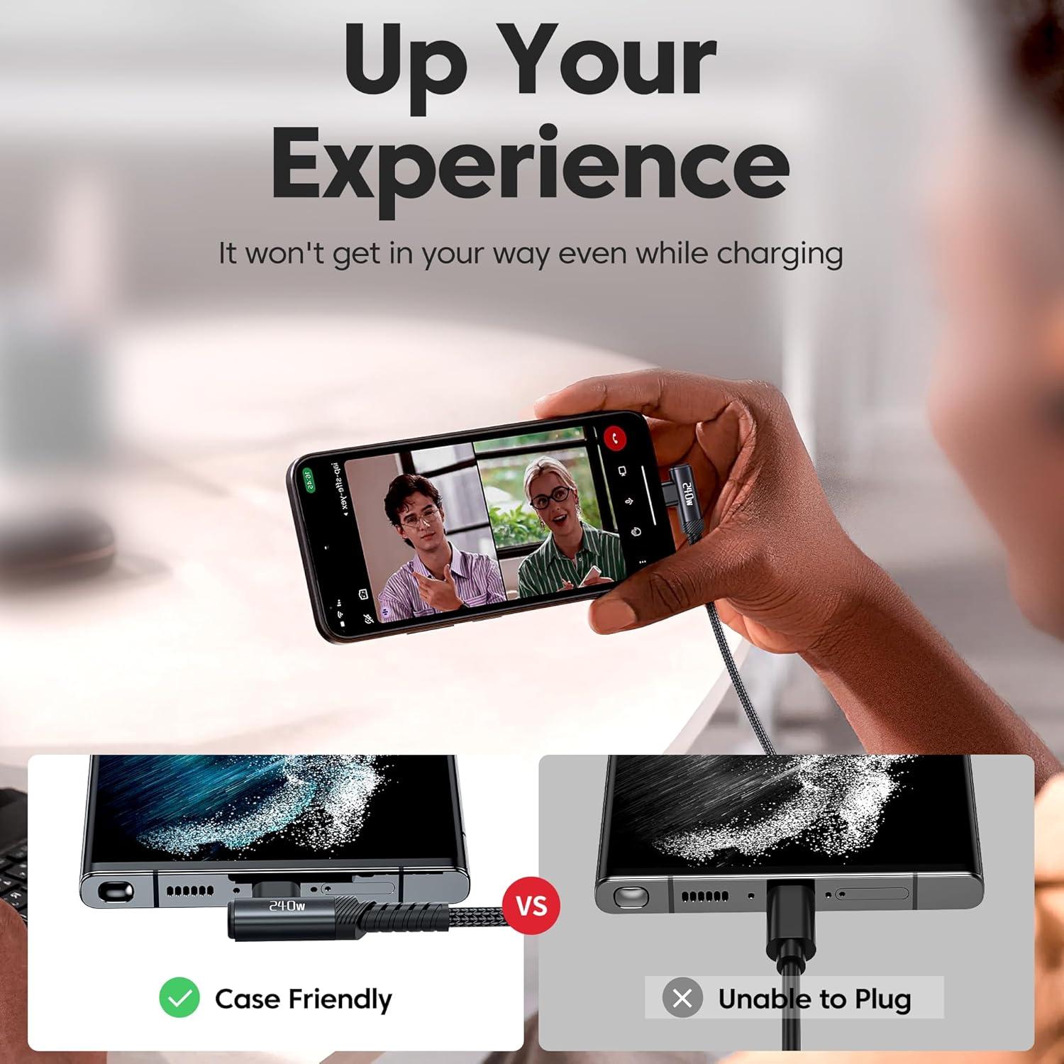 Cable USB C 240W Rápido Toocki 1m Trenzado Nylon Negro 2Pack