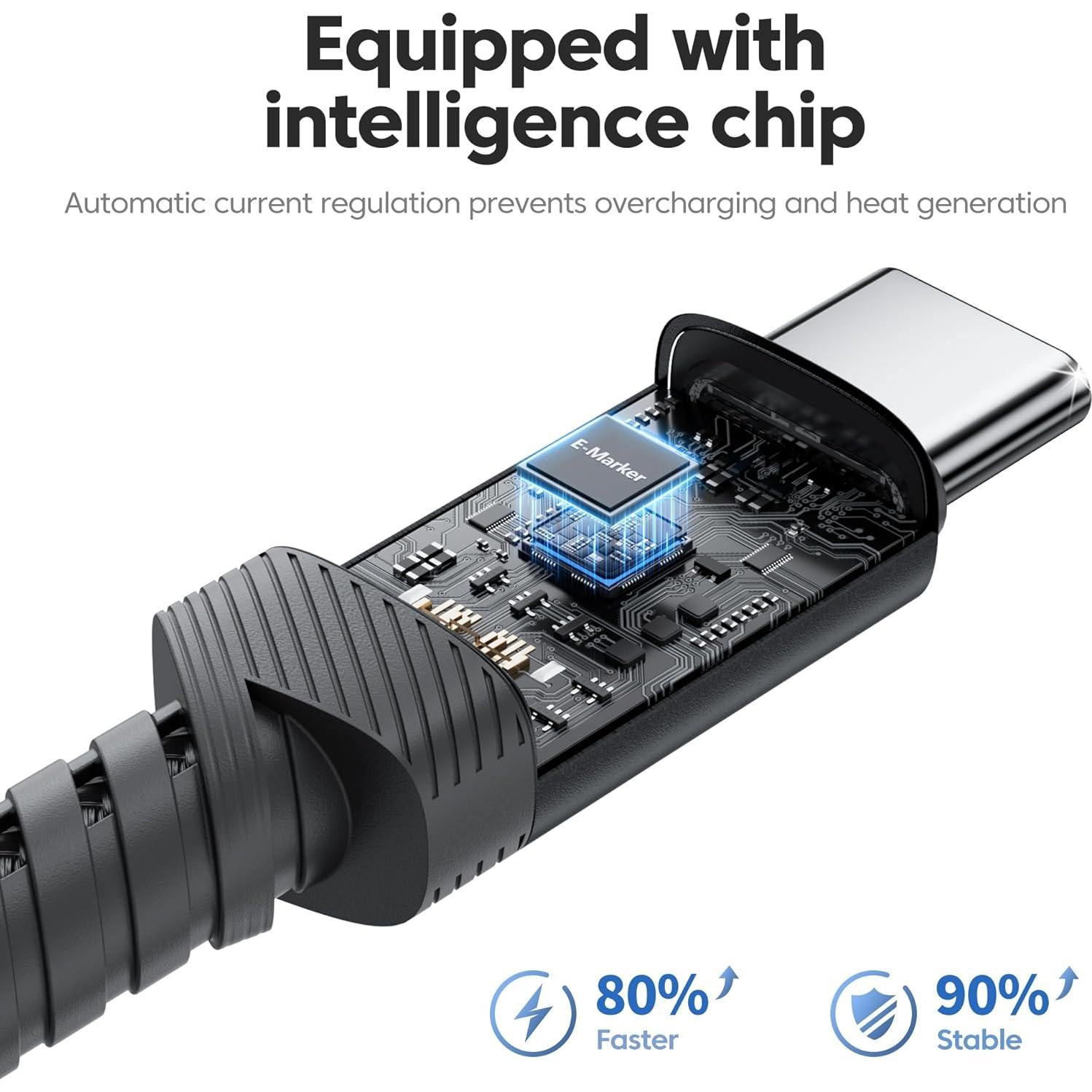 Cable USB C 240W Rápido Toocki 1m Trenzado Nylon Negro 2Pack