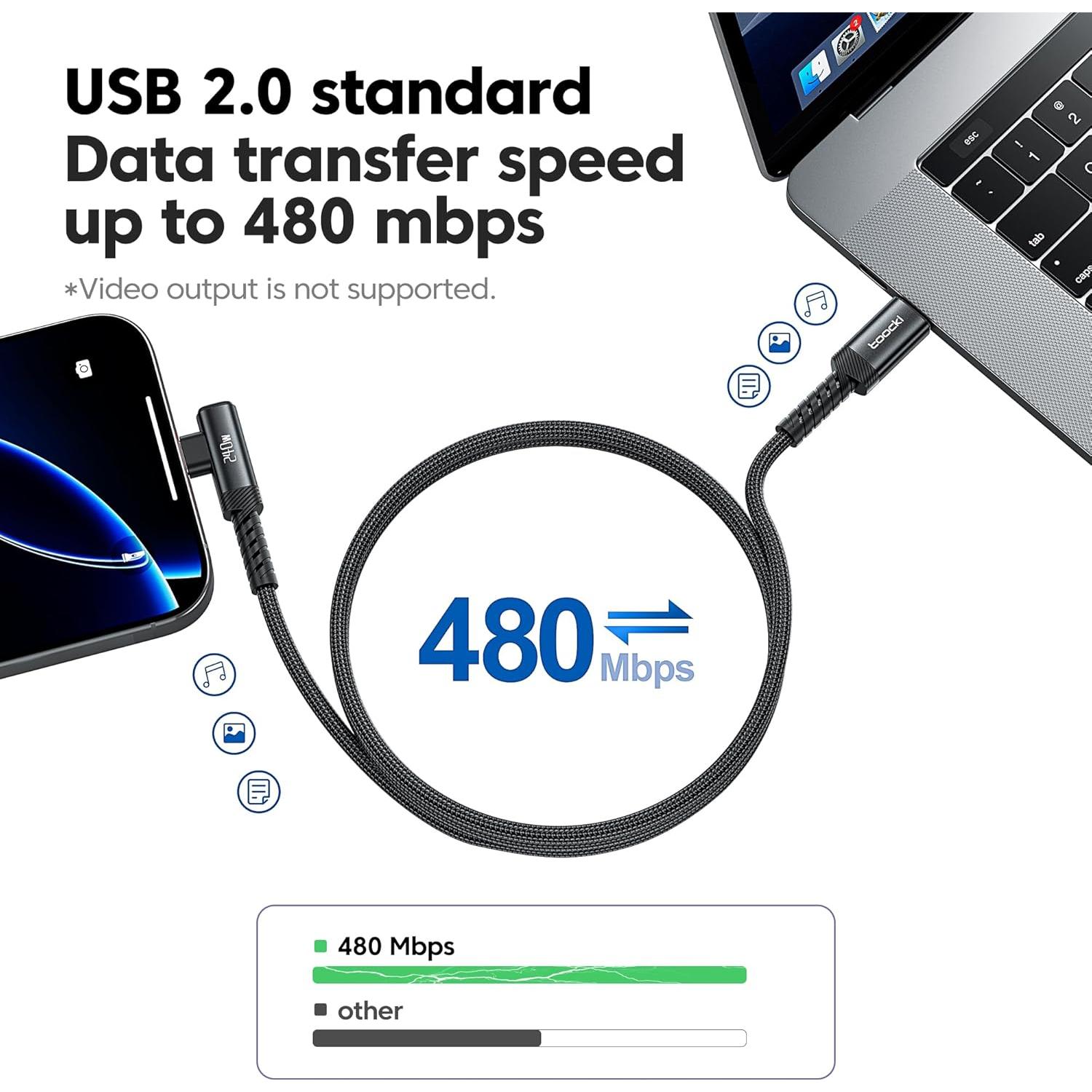 Cable USB C 240W Rápido Toocki 1m Trenzado Nylon Negro 2Pack