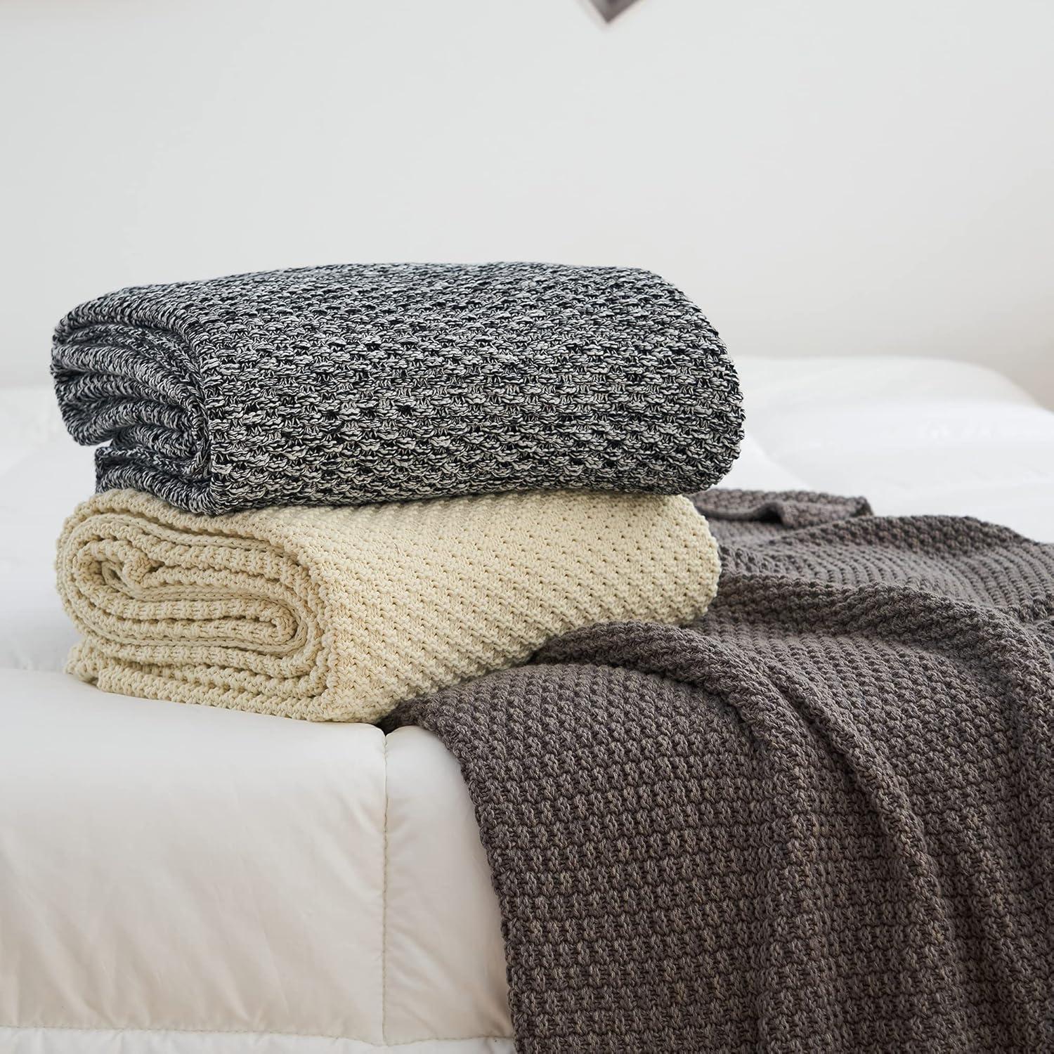 Manta de punto negra Longhui 129x160 cm 100% algodón