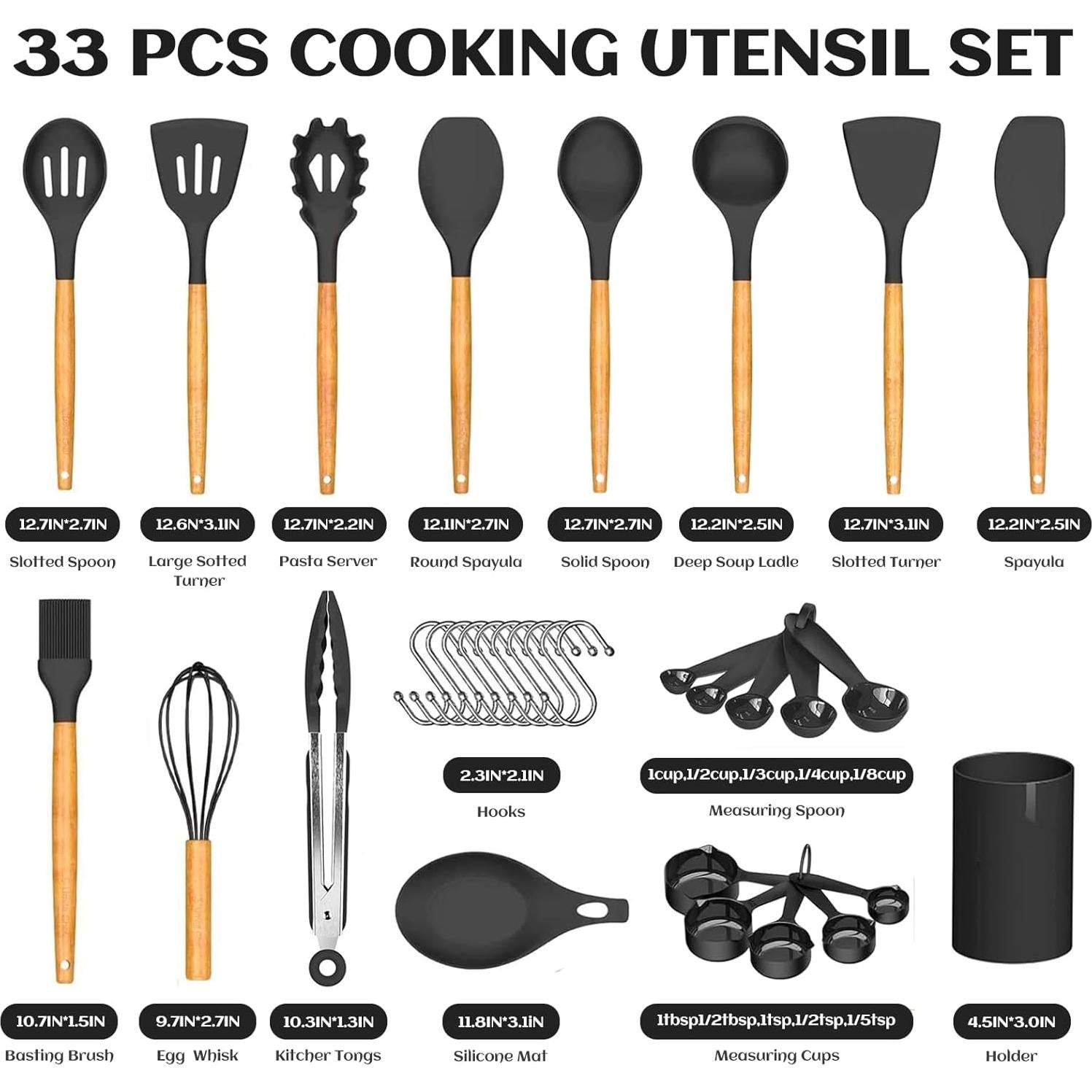 Juego de Utensilios de Cocina de Silicona JOFULBOND 33 pzas