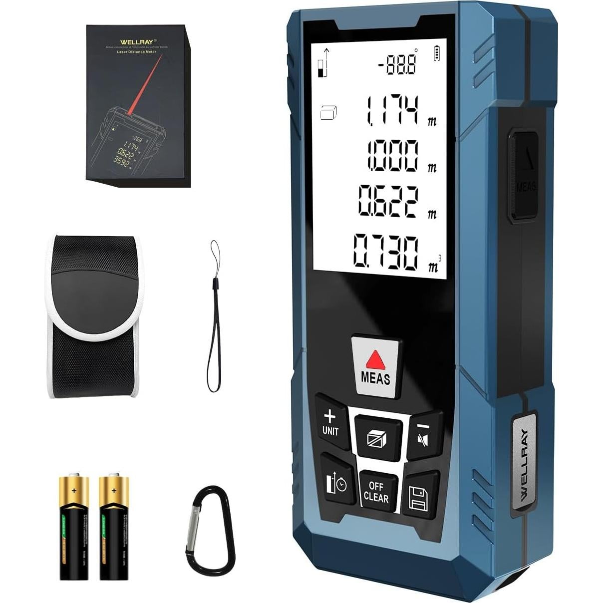 Medidor de Distancia Láser WELLRAY 150m con Sensor de Ángulo