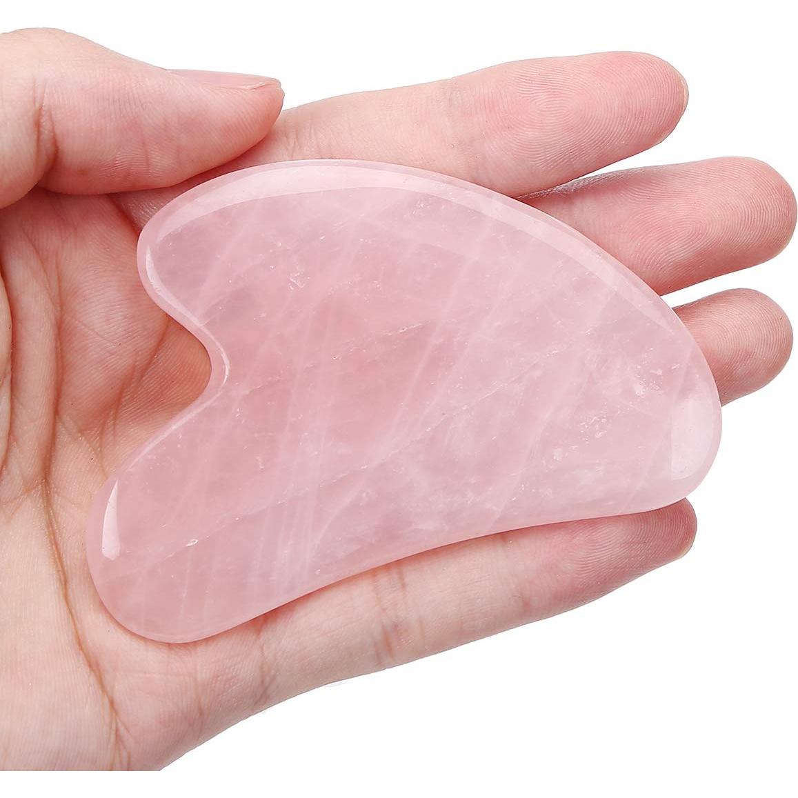 Piedra Gua Sha de Cuarzo Rosa Loveliome - Masaje Facial y Corporal