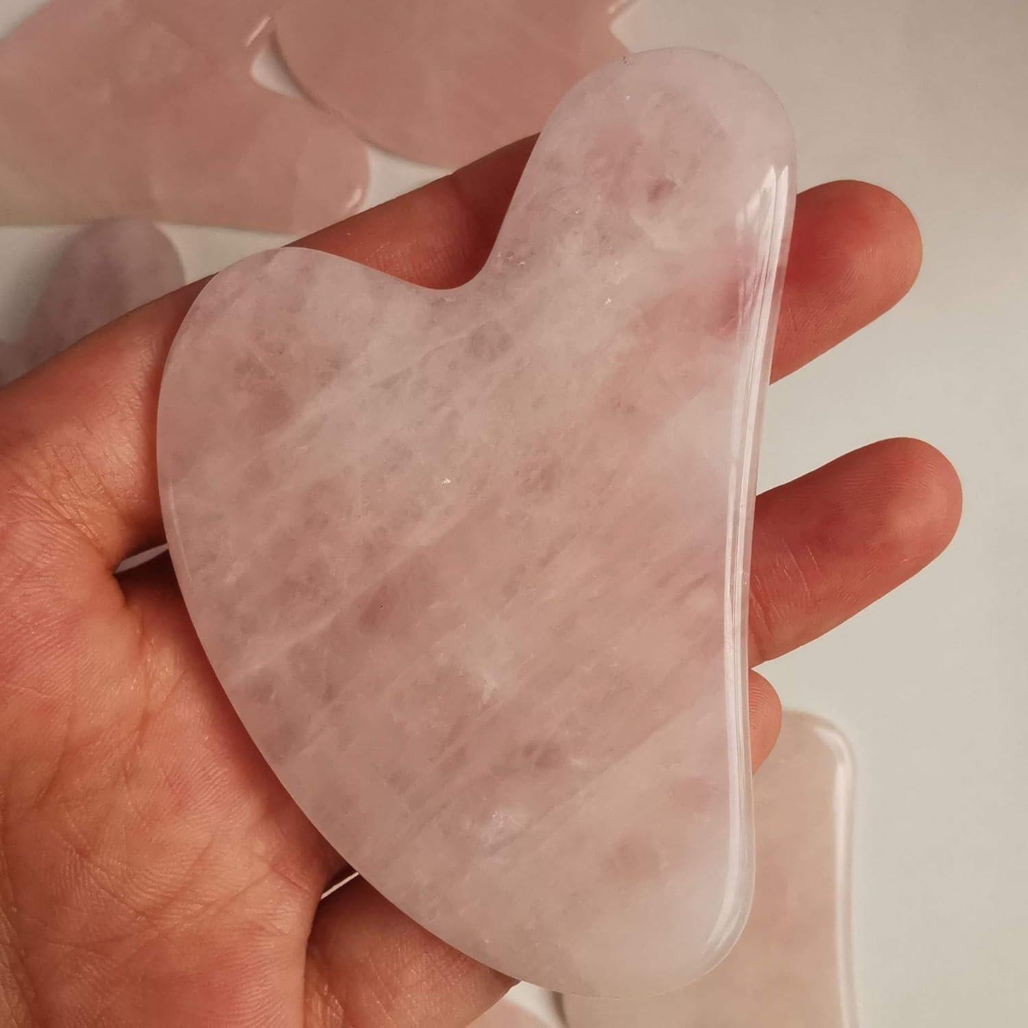 Piedra Gua Sha de Cuarzo Rosa Loveliome - Masaje Facial y Corporal