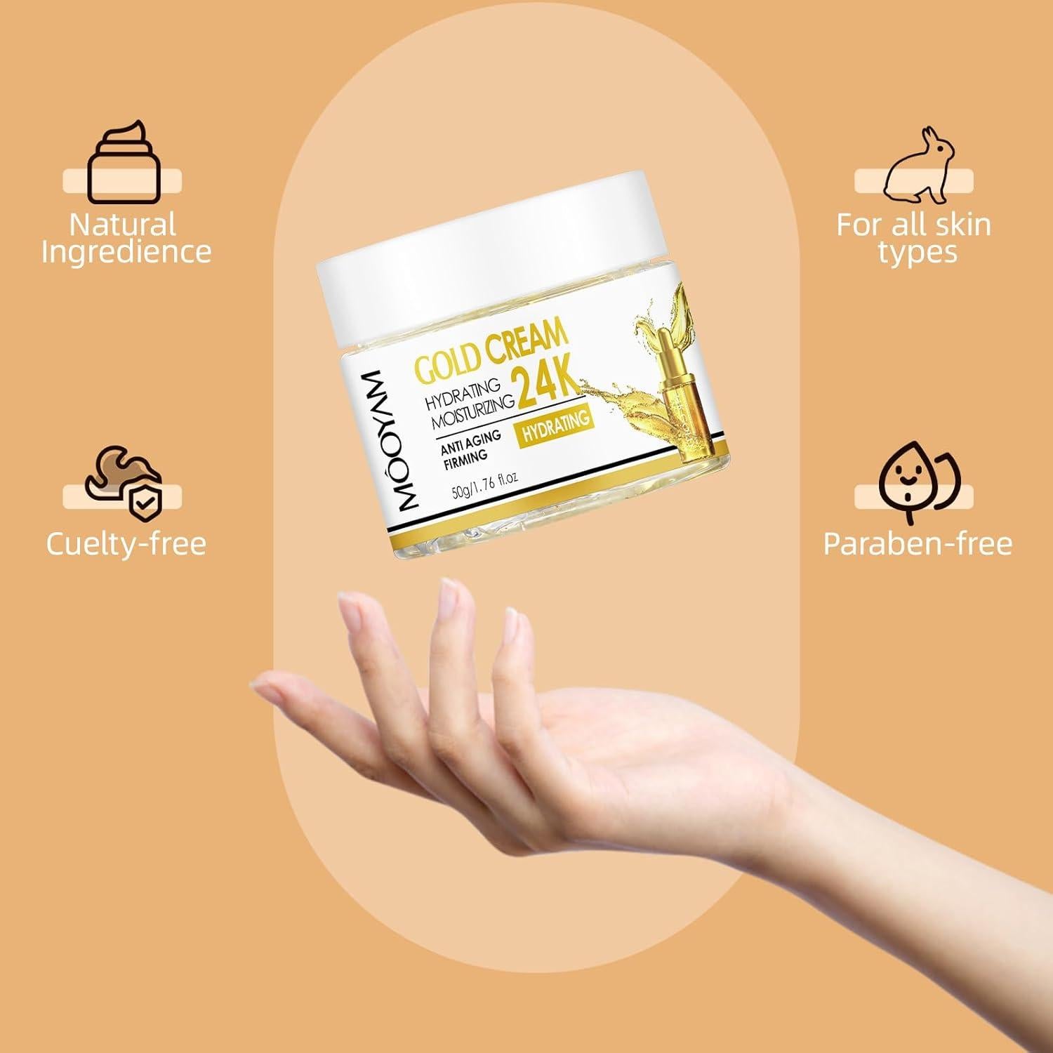 Crema Hidratante Facial GUOYAOLIFU Oro 24k 48g - Todo Tipo de Piel