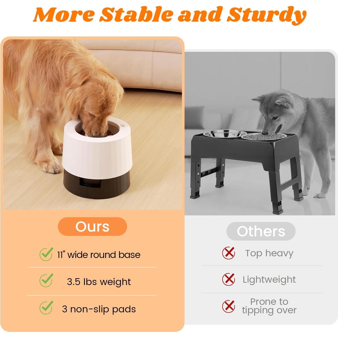 Tazón Elevado Pawque para Perros 60oz, Alimentación Lenta Ajustable