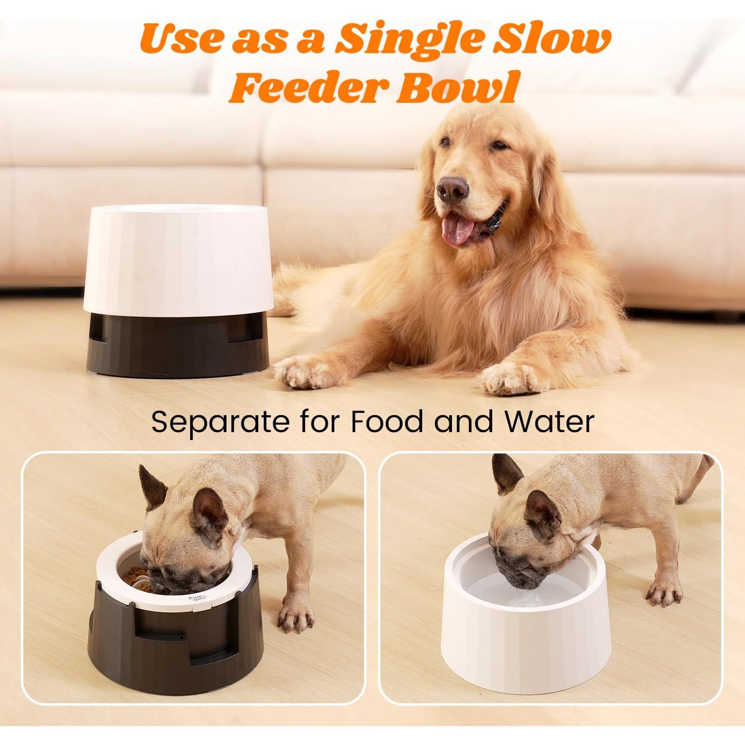 Tazón Elevado Pawque para Perros 60oz, Alimentación Lenta Ajustable