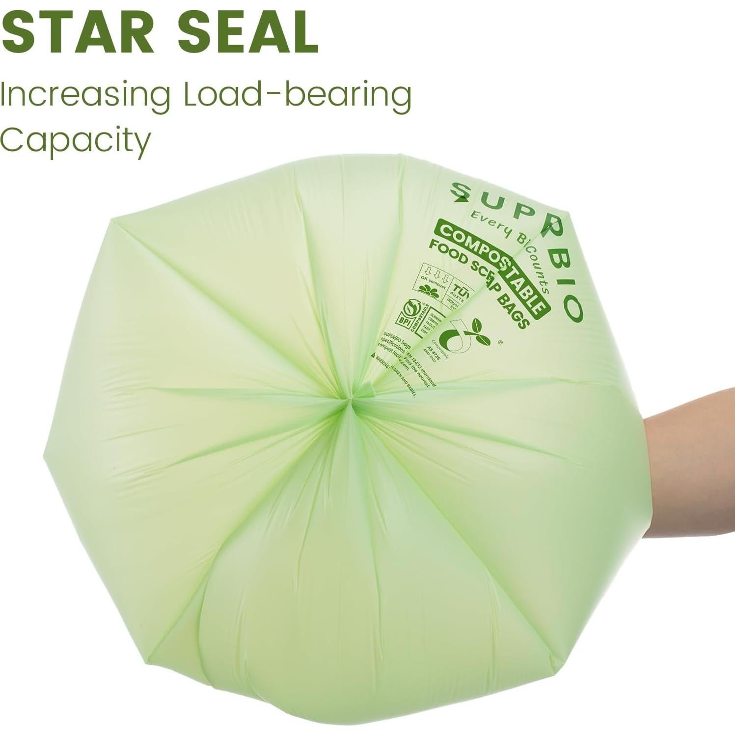 Bolsas Compostables SUPERBIO 1.6 Galones 50 Unidades