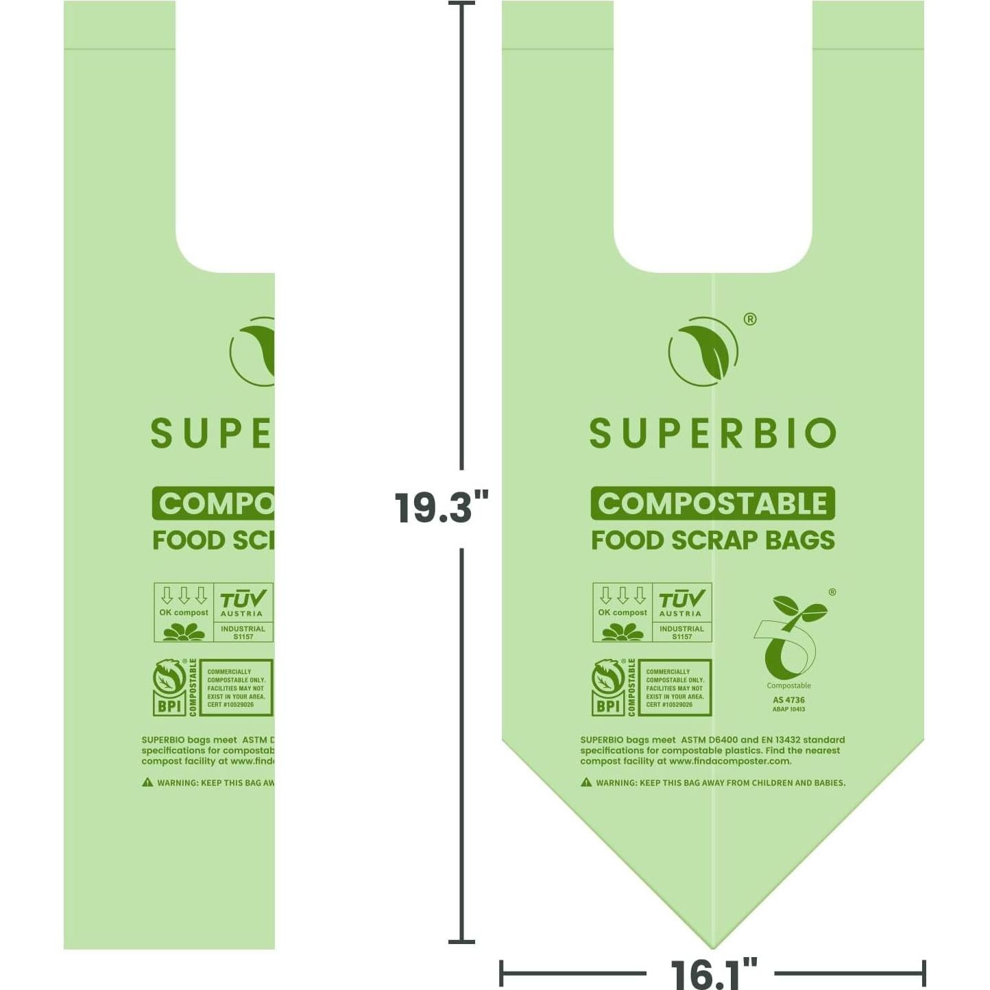 Bolsas Compostables SUPERBIO 1.6 Galones 50 Unidades