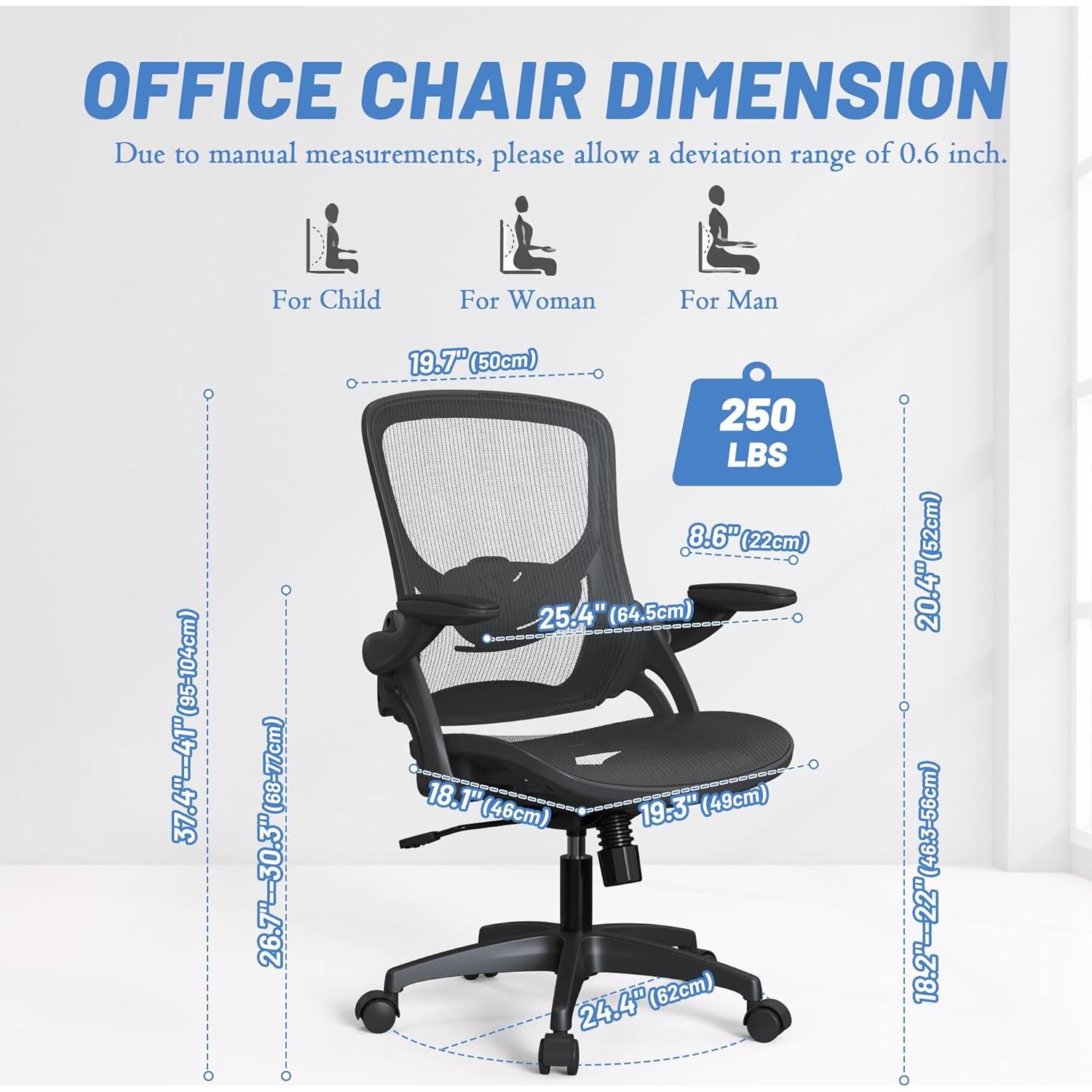 Silla de Oficina Ergonómica KIZECK con Soporte Lumbar Ajustable