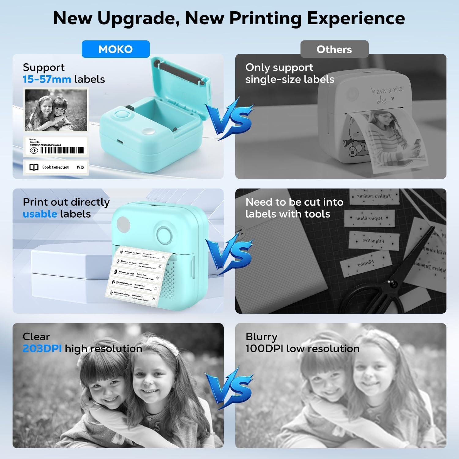 Impresora de Etiquetas MoKo Mini Bluetooth 203 DPI Azul