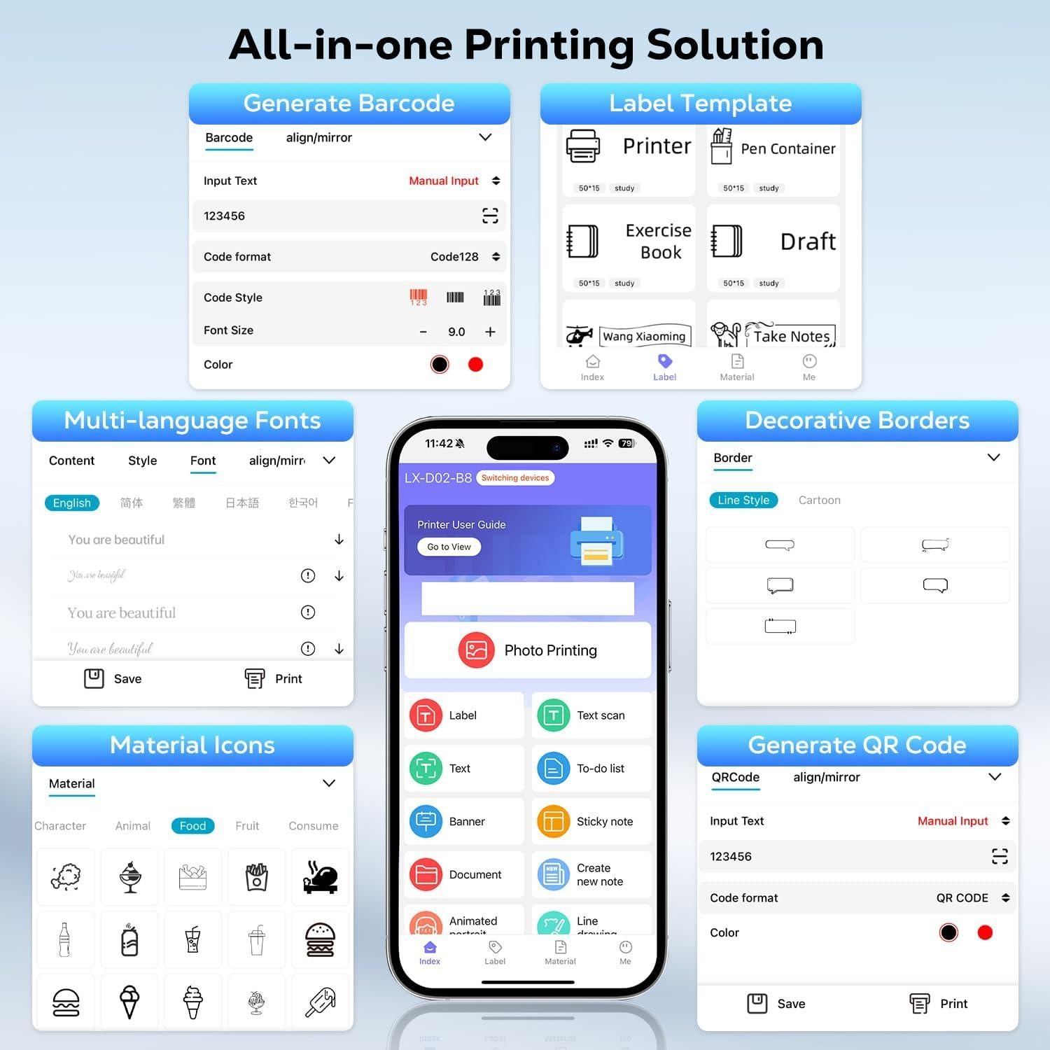 Impresora de Etiquetas MoKo Mini Bluetooth 203 DPI Azul