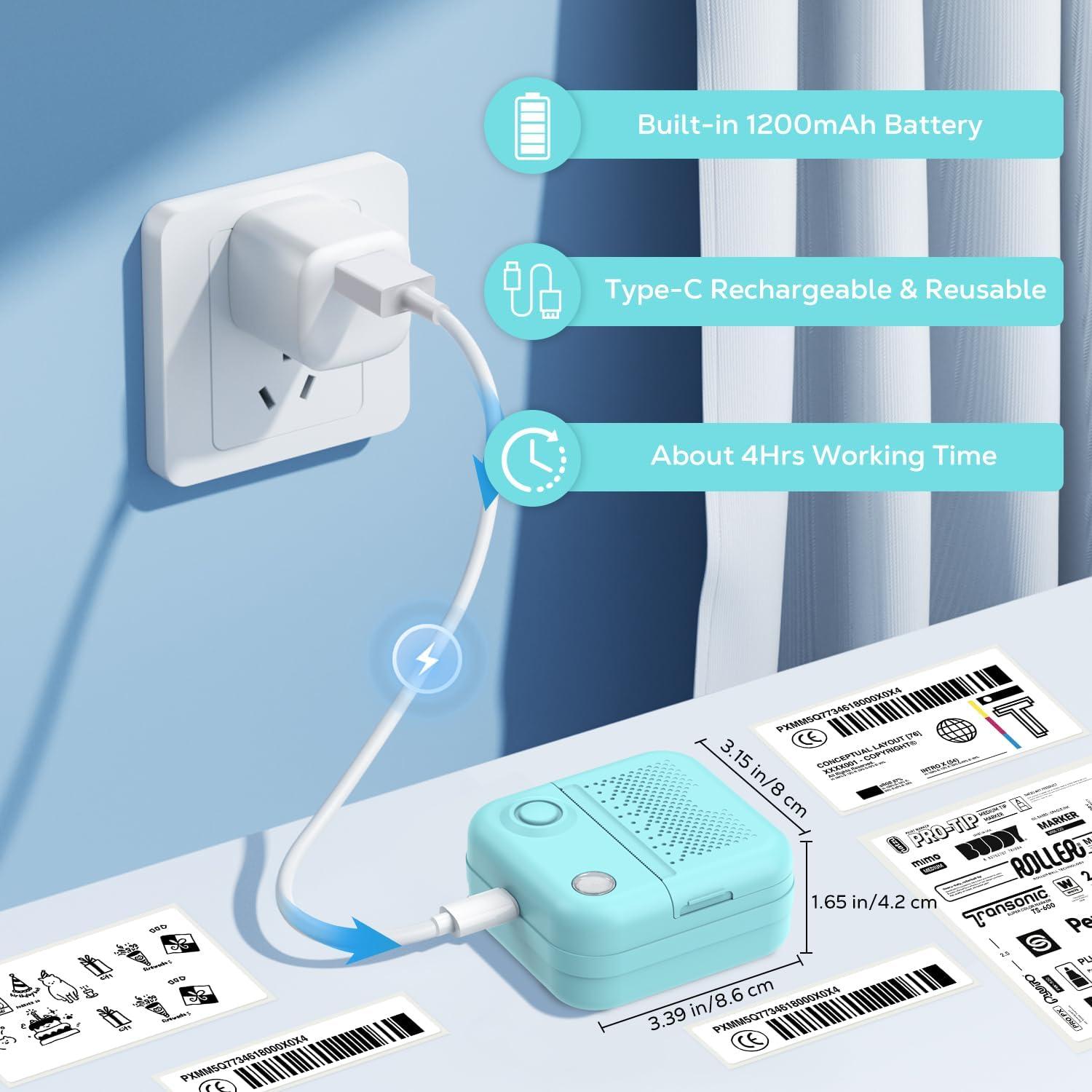 Impresora de Etiquetas MoKo Mini Bluetooth 203 DPI Azul