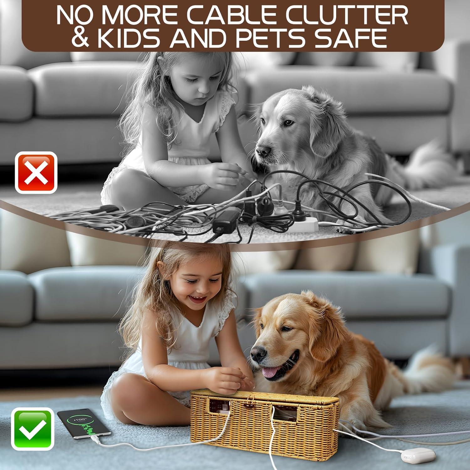 Caja de Gestión de Cables SeekElegant 40.96x13.97cm Natural