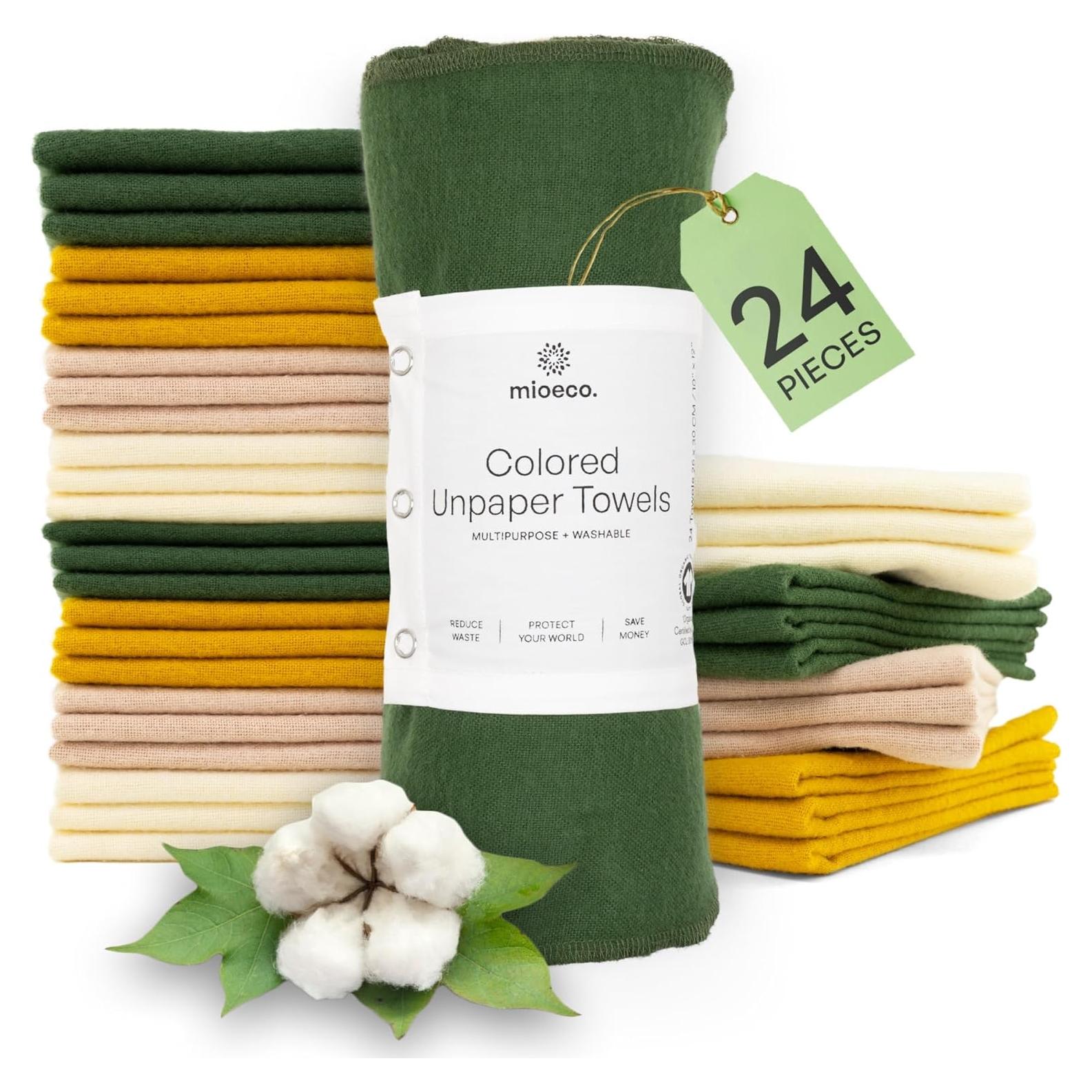 Toallas de Papel Reutilizables mioeco 24 Unidades Algodón Orgánico