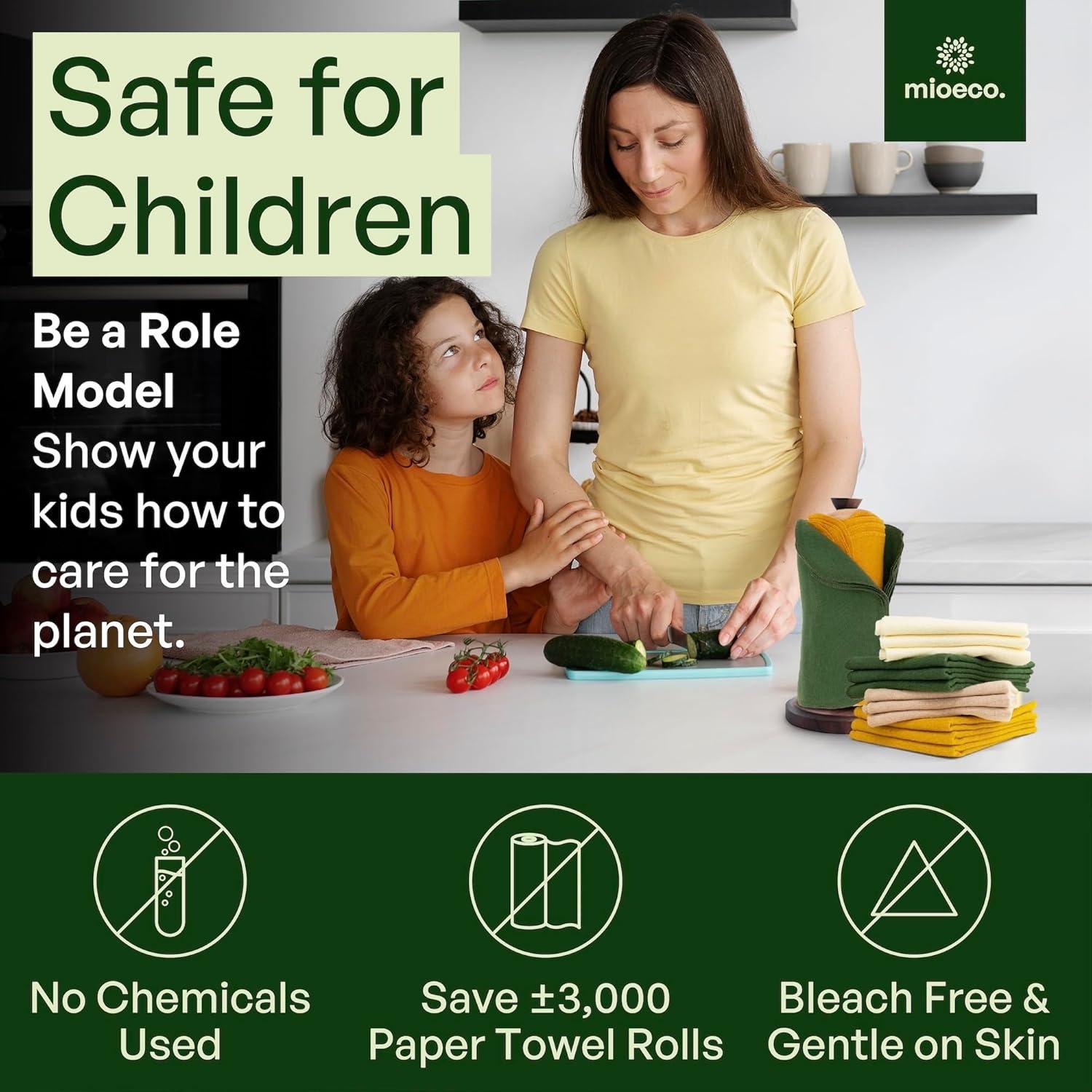 Toallas de Papel Reutilizables mioeco 24 Unidades Algodón Orgánico