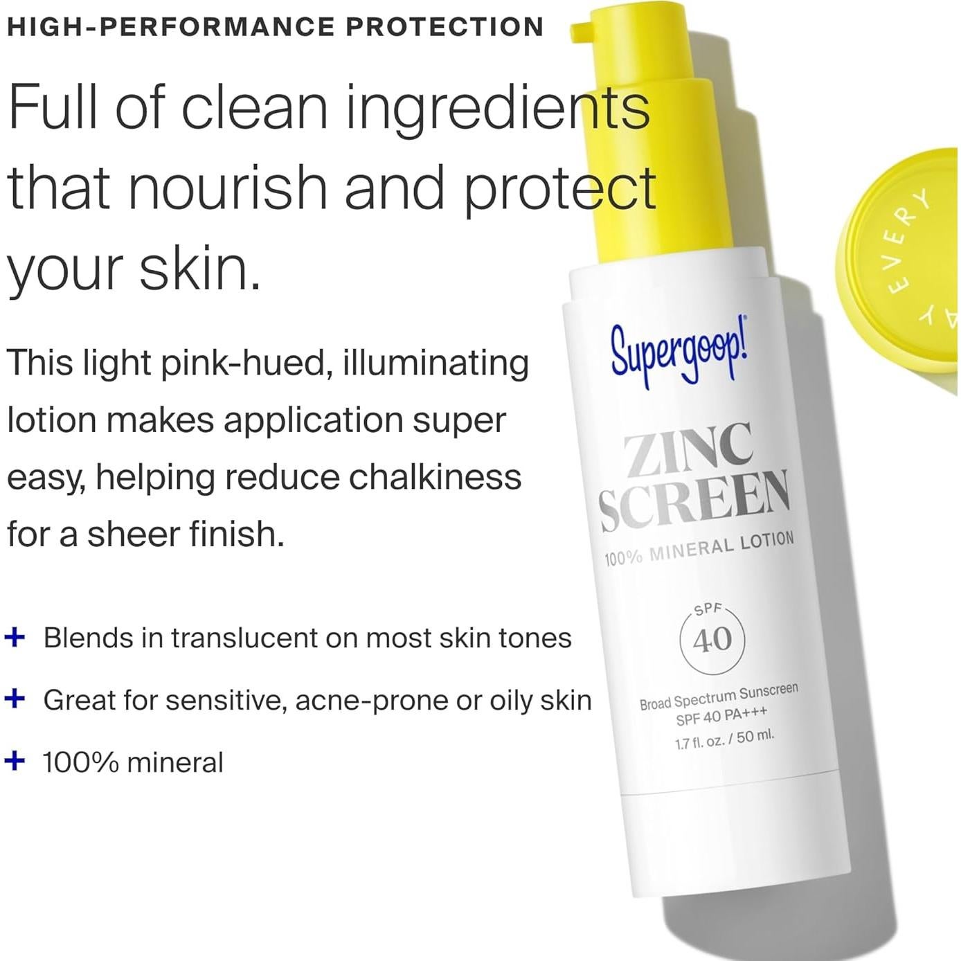 Protector Solar Facial Mineral Supergoop! Zincscreen 50ml SPF 40