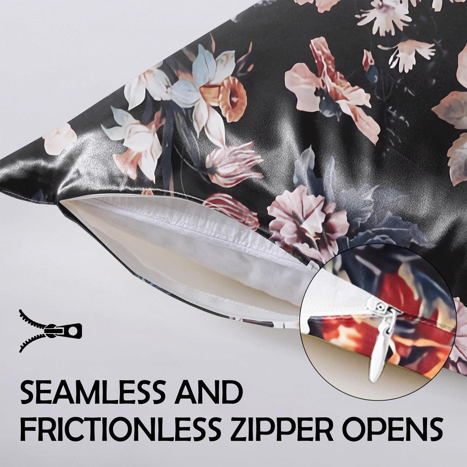 Funda de Almohada de Satén GABraden 2PCS Estándar 66x51cm Negro