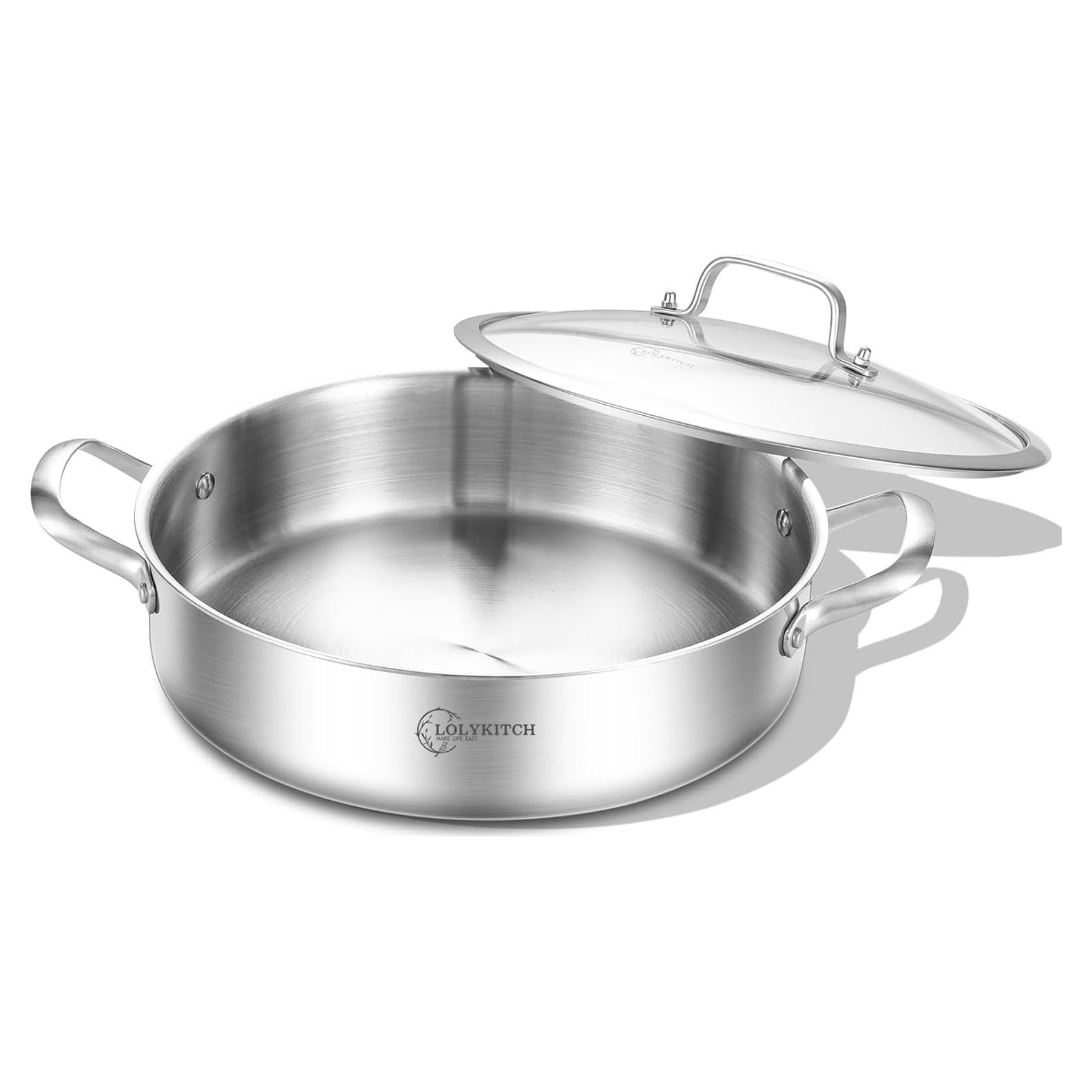 Sartén de Acero Inoxidable 3QT LOLYKITCH con Tapa 26CM