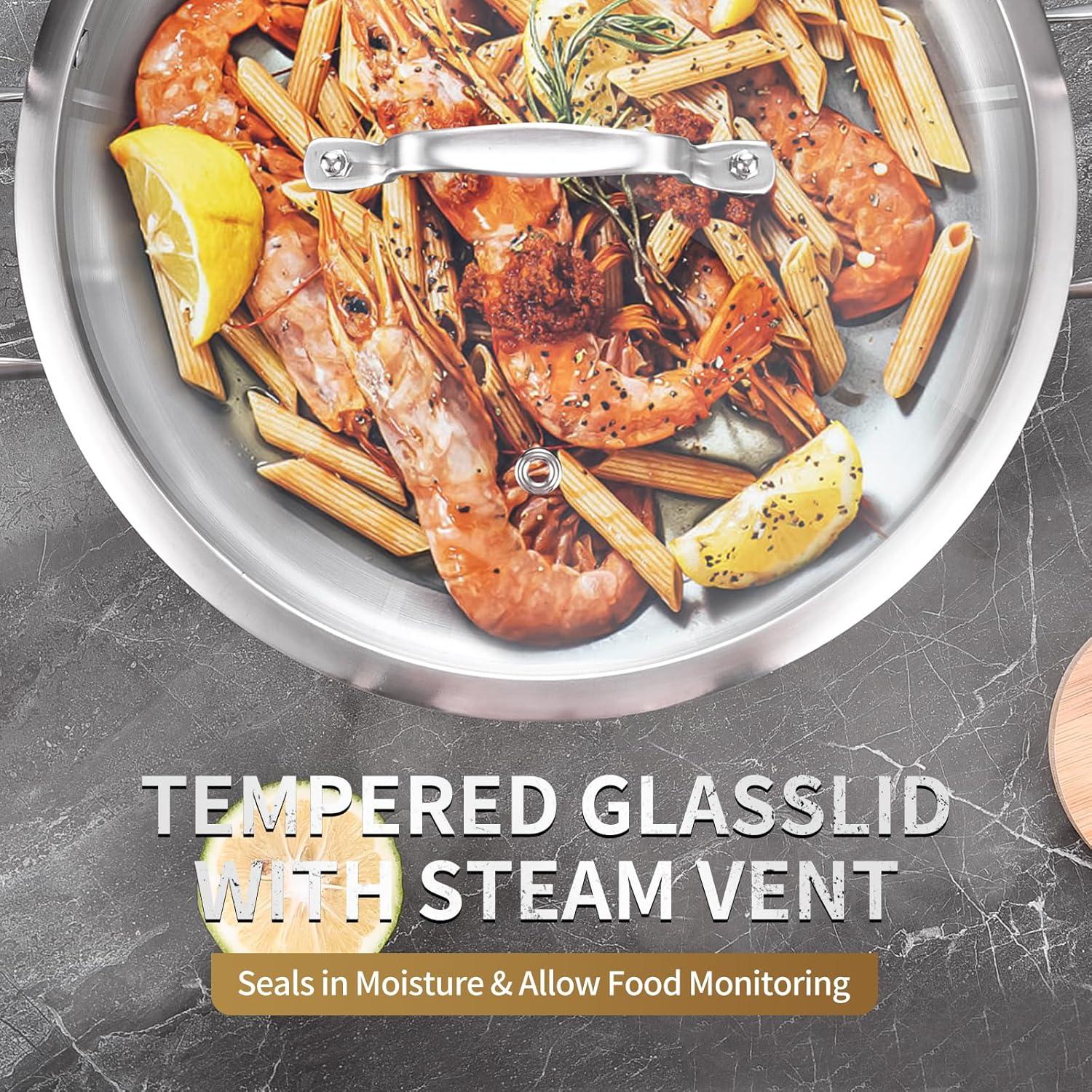 Sartén de Acero Inoxidable 3QT LOLYKITCH con Tapa 26CM