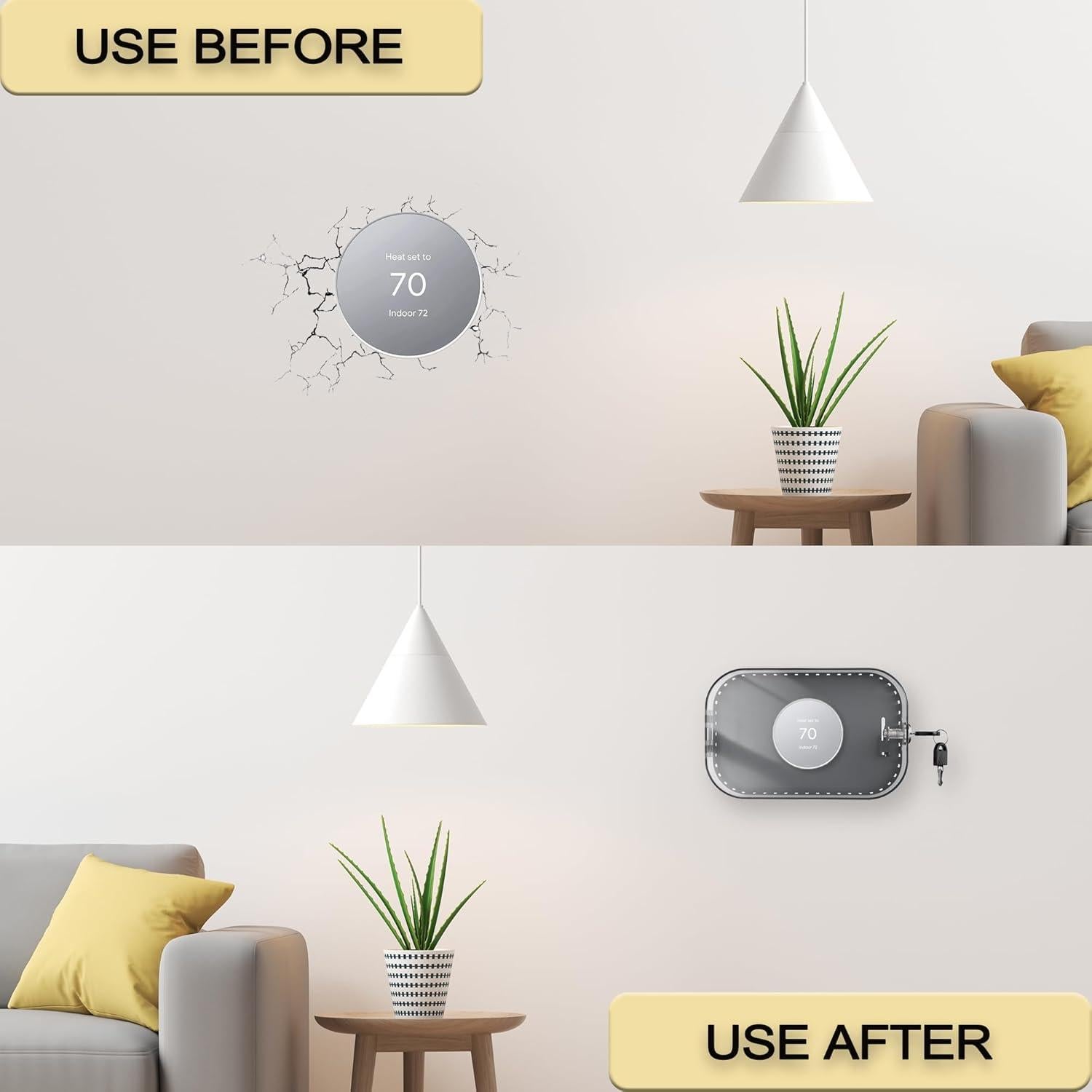 Placa de Pared para Termostato Gedreew con Caja de Bloqueo Negra