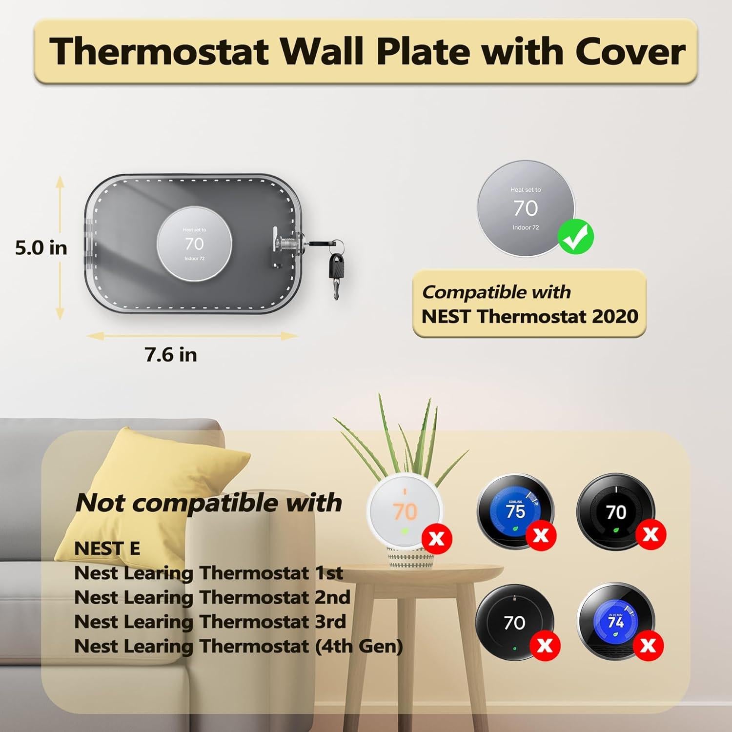 Placa de Pared para Termostato Gedreew con Caja de Bloqueo Negra
