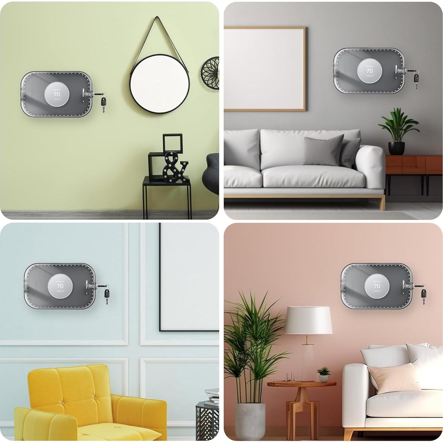 Placa de Pared para Termostato Gedreew con Caja de Bloqueo Negra