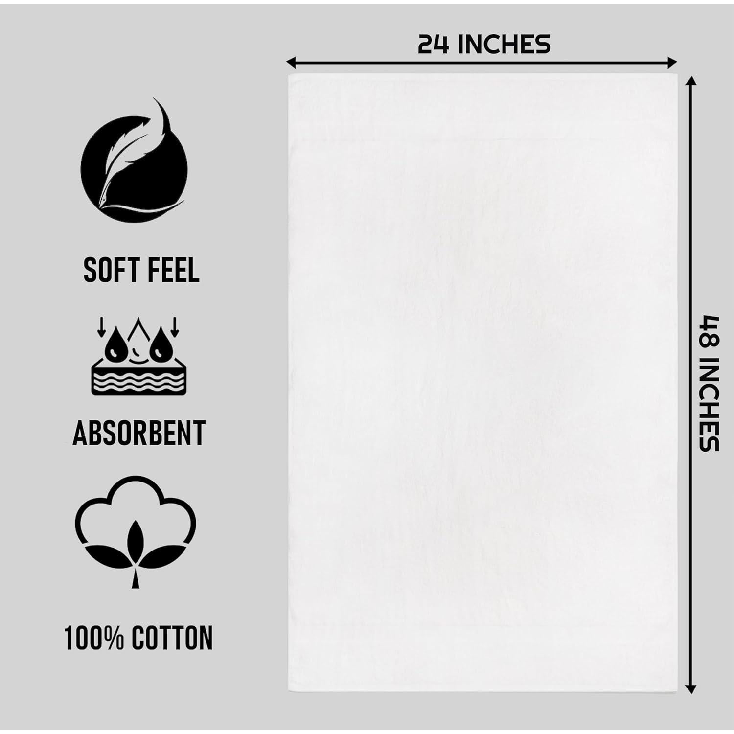 Toallas de Baño ZUPERIA Paquete de 12 - 100% Algodón 61x122 cm