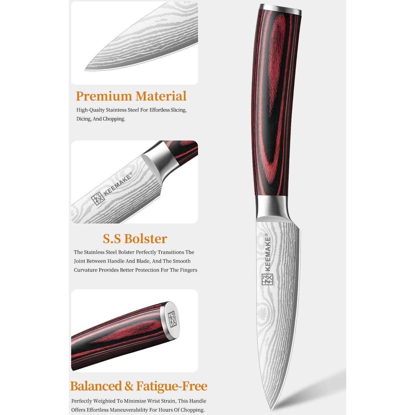 Cuchillo de Pelar KEEMAKE 3.5" Acero Inoxidable Ergonómico