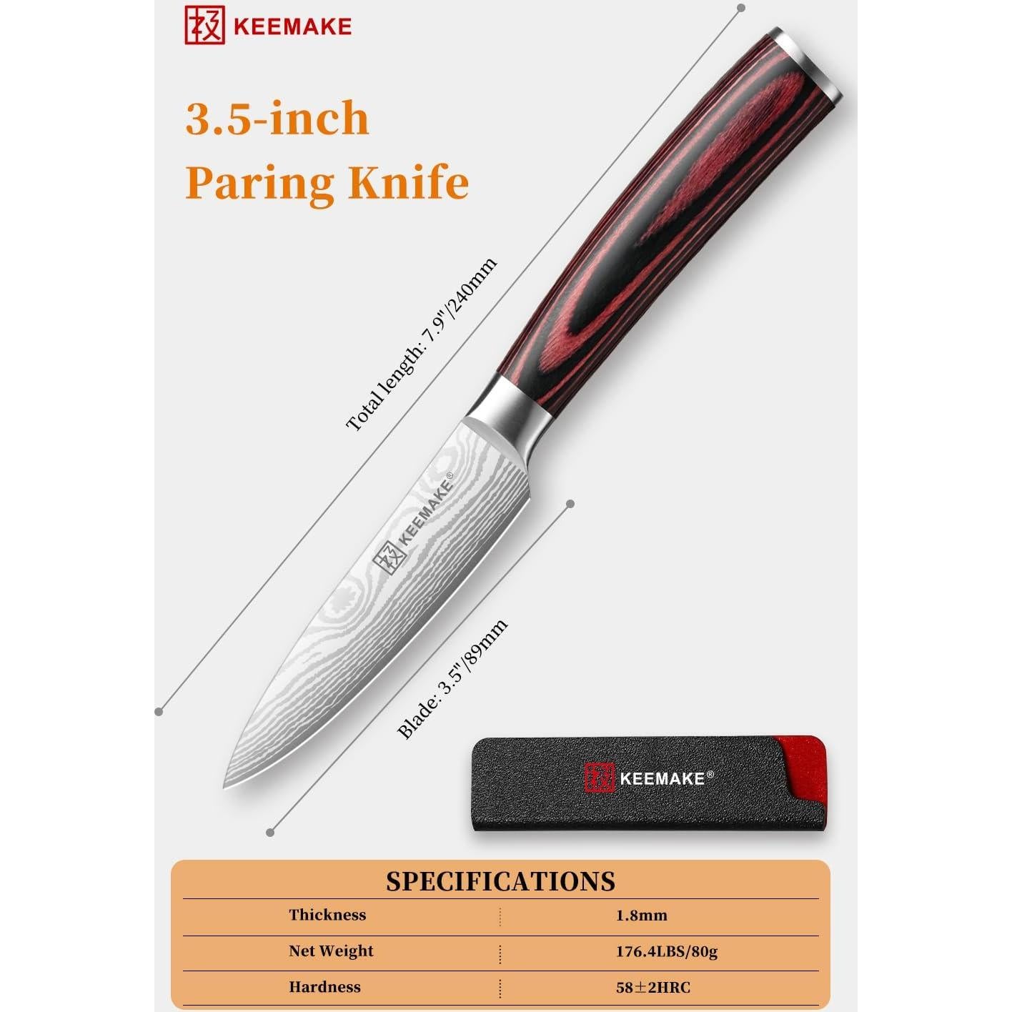 Cuchillo de Pelar KEEMAKE 3.5" Acero Inoxidable Ergonómico