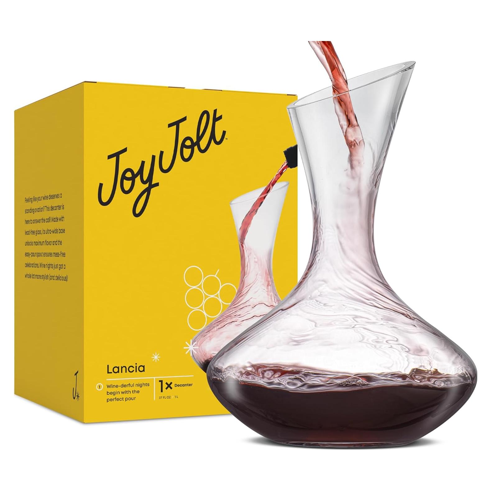 Decantador de Vino JoyJolt Lancia 1200ml Cristal Hecho a Mano