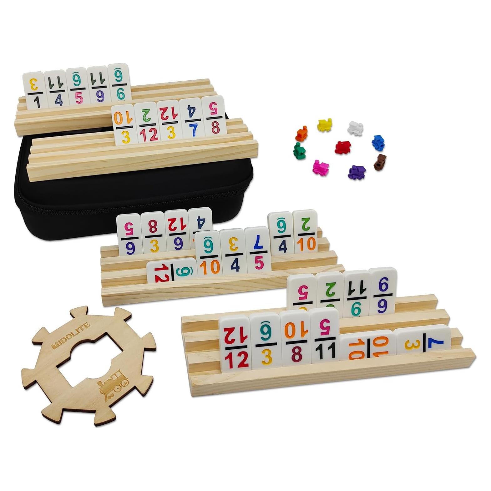 Juego de Dominó Doble 12 MIDOLITE con 91 Fichas y Soportes