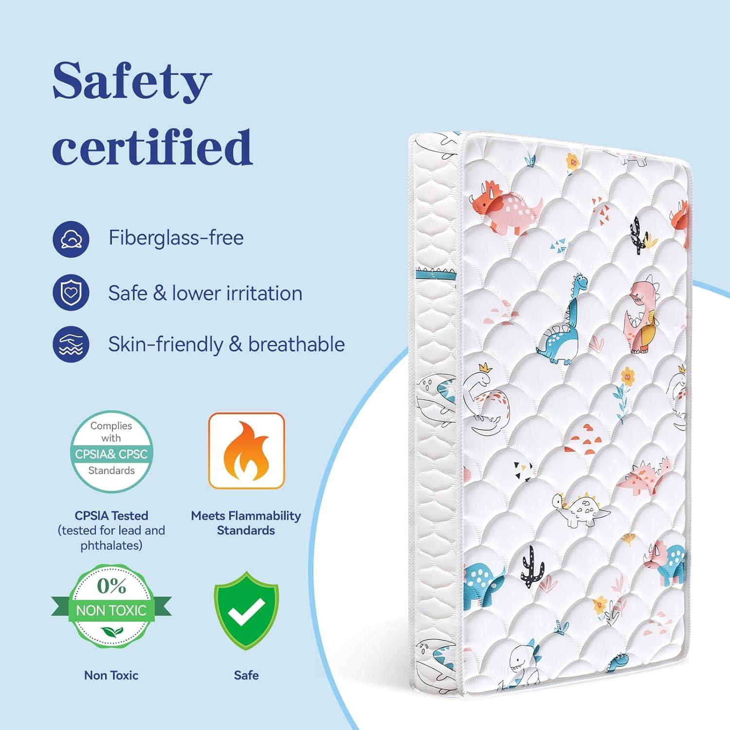 Colchón de Cuna Hipoalergénico TQ-04 132x70x12.7 cm Doble Cara