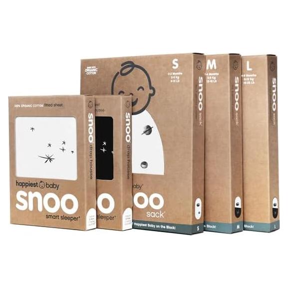 Happiest Baby Gran Paquete 100% Algodón Orgánico - 3 SNOO Sacks y 2 Sábanas Ajustables