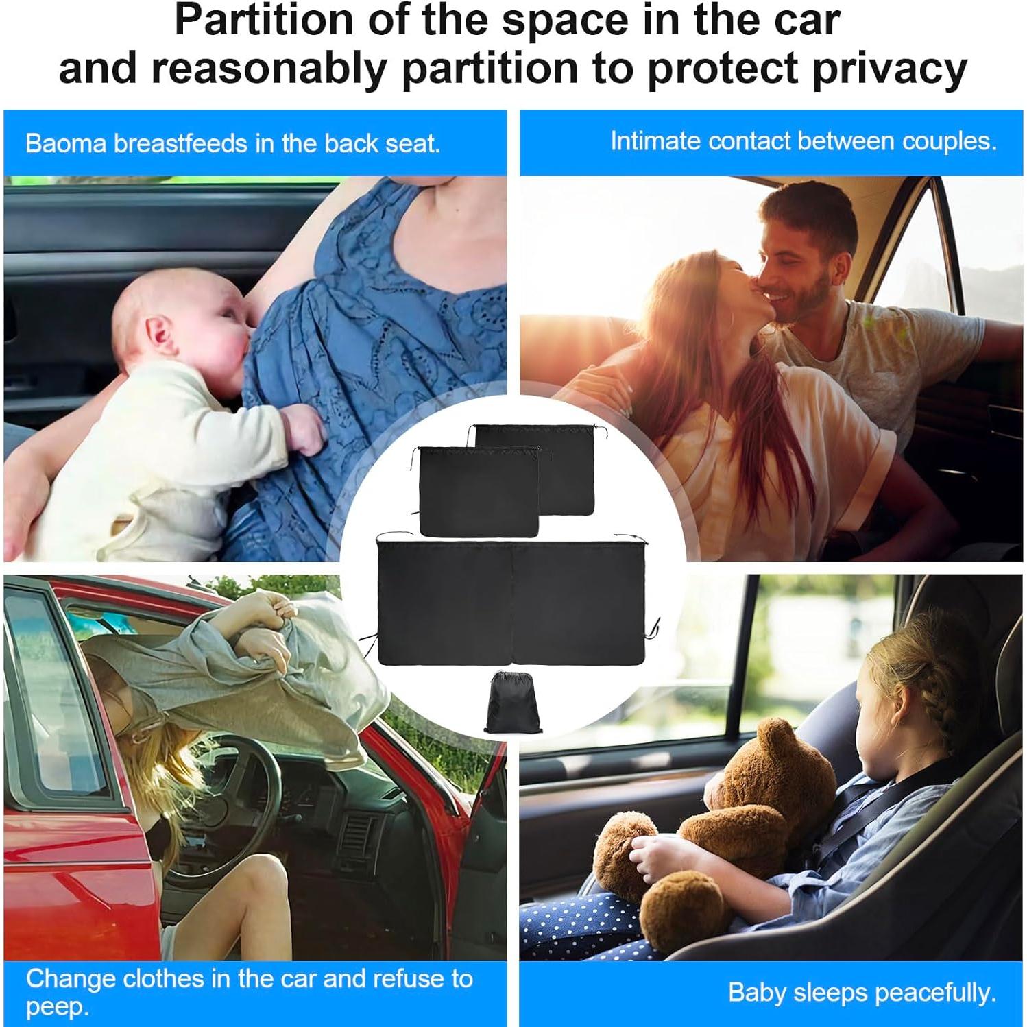 Cortinas divisorias de coche OEMASSIVE, 3 piezas, negro