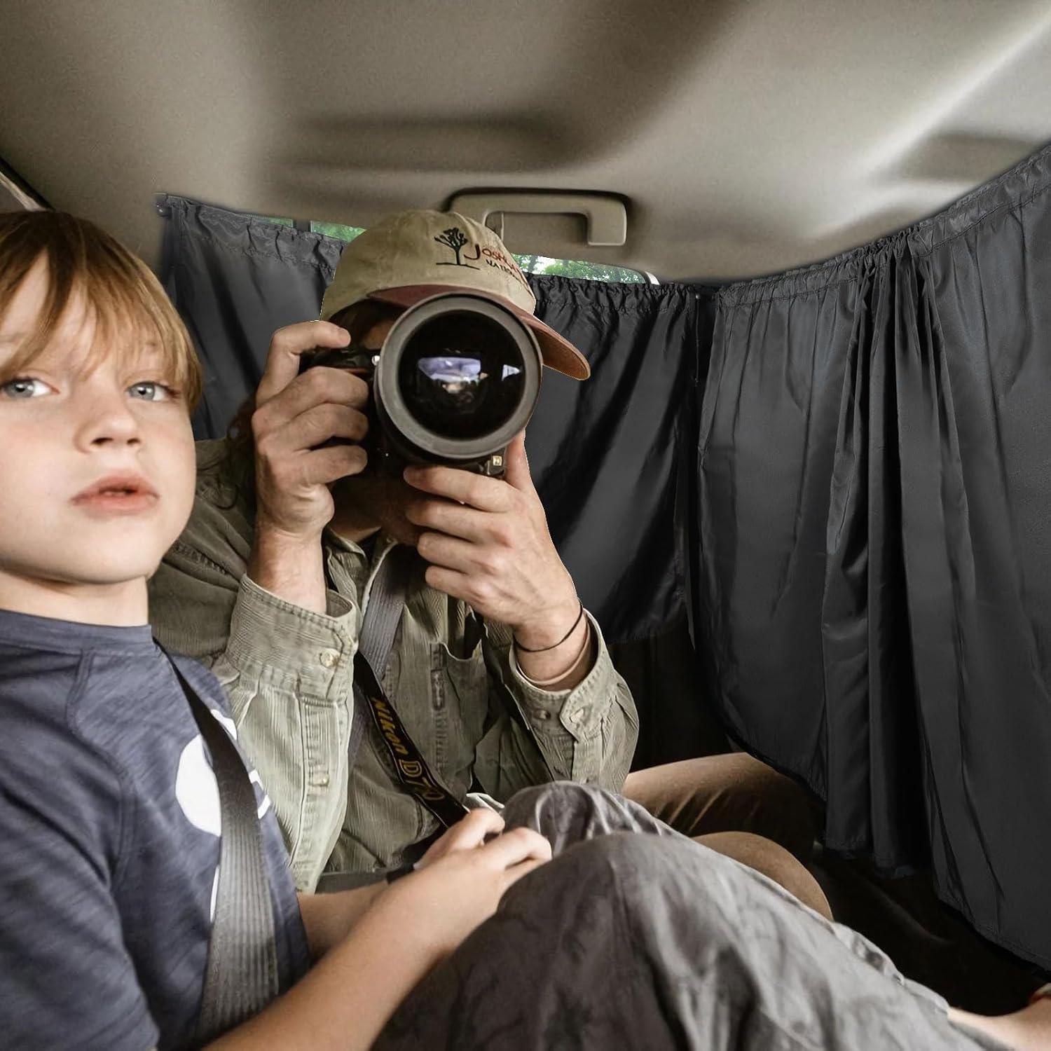 Cortinas divisorias de coche OEMASSIVE, 3 piezas, negro