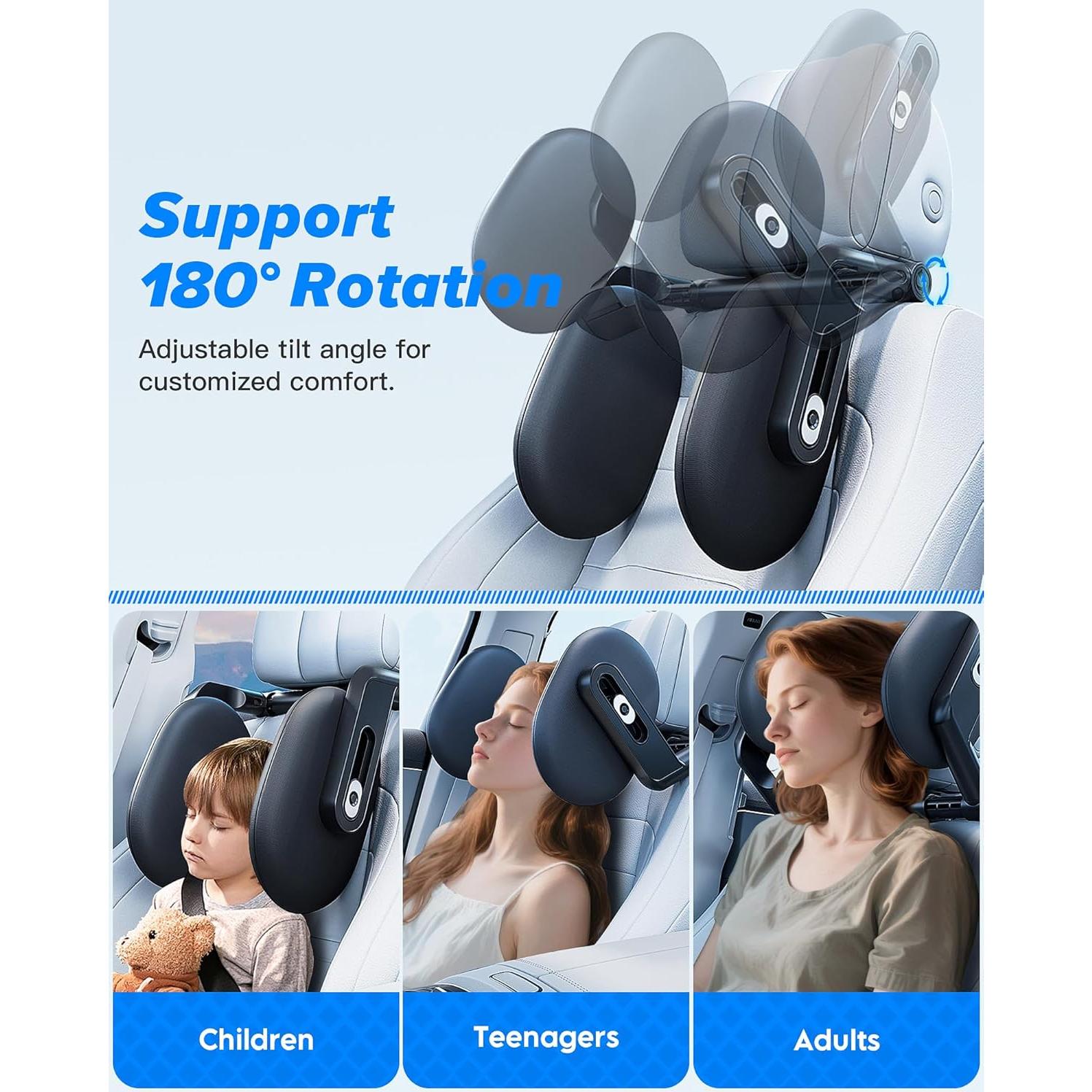 Almohada de reposacabezas para coche A13 - Soporte ergonómico 360°