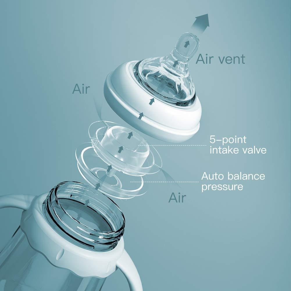 Botella de vidrio POTATO 177 ml anti-cólicos azul para bebés